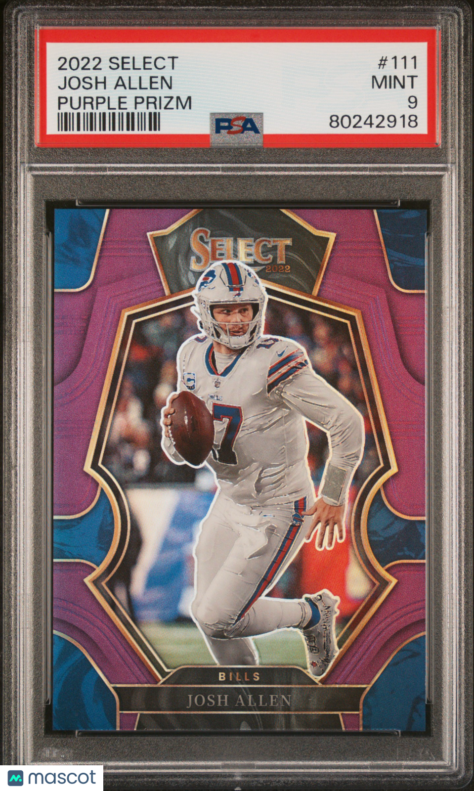 2022 Panini Select Josh Allen Purple Prizm /75 #111 PSA 9 Buffalo Bills Graded Sports Cards
