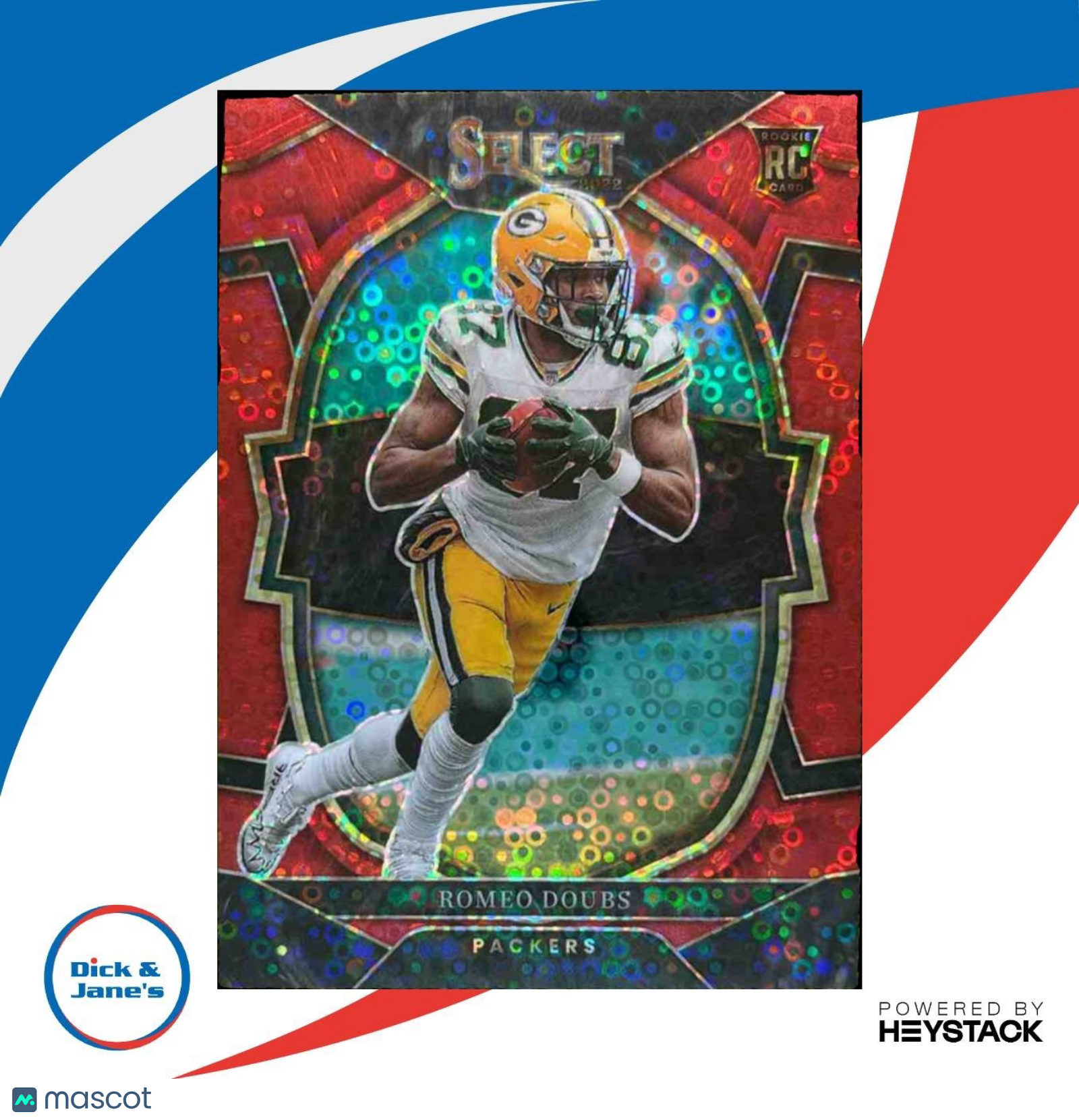 2022 Panini Select Romeo Doubs Red Disco Prizm /49 #54 RC Green Bay Packers - Sports Cards
