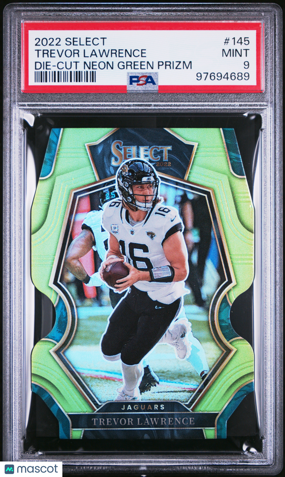 2022 Panini Select Trevor Lawrence Die Cut Neon Green Prizm #145 PSA 9 - Graded Sports Cards
