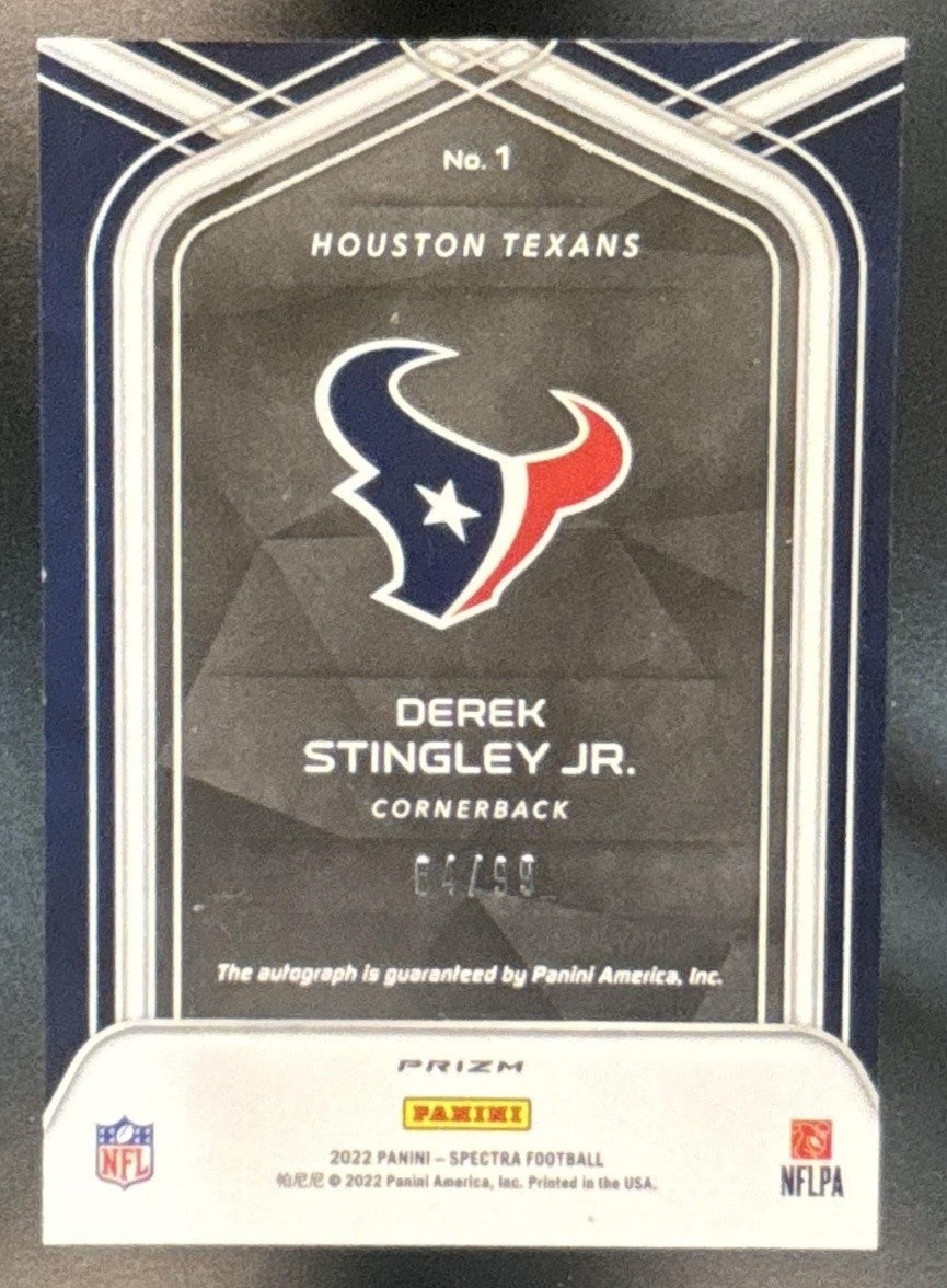 2022 Panini Spectra Derek Stingley Jr. Rookie Auto /99 #1 RC Houston Texans - Sports Cards