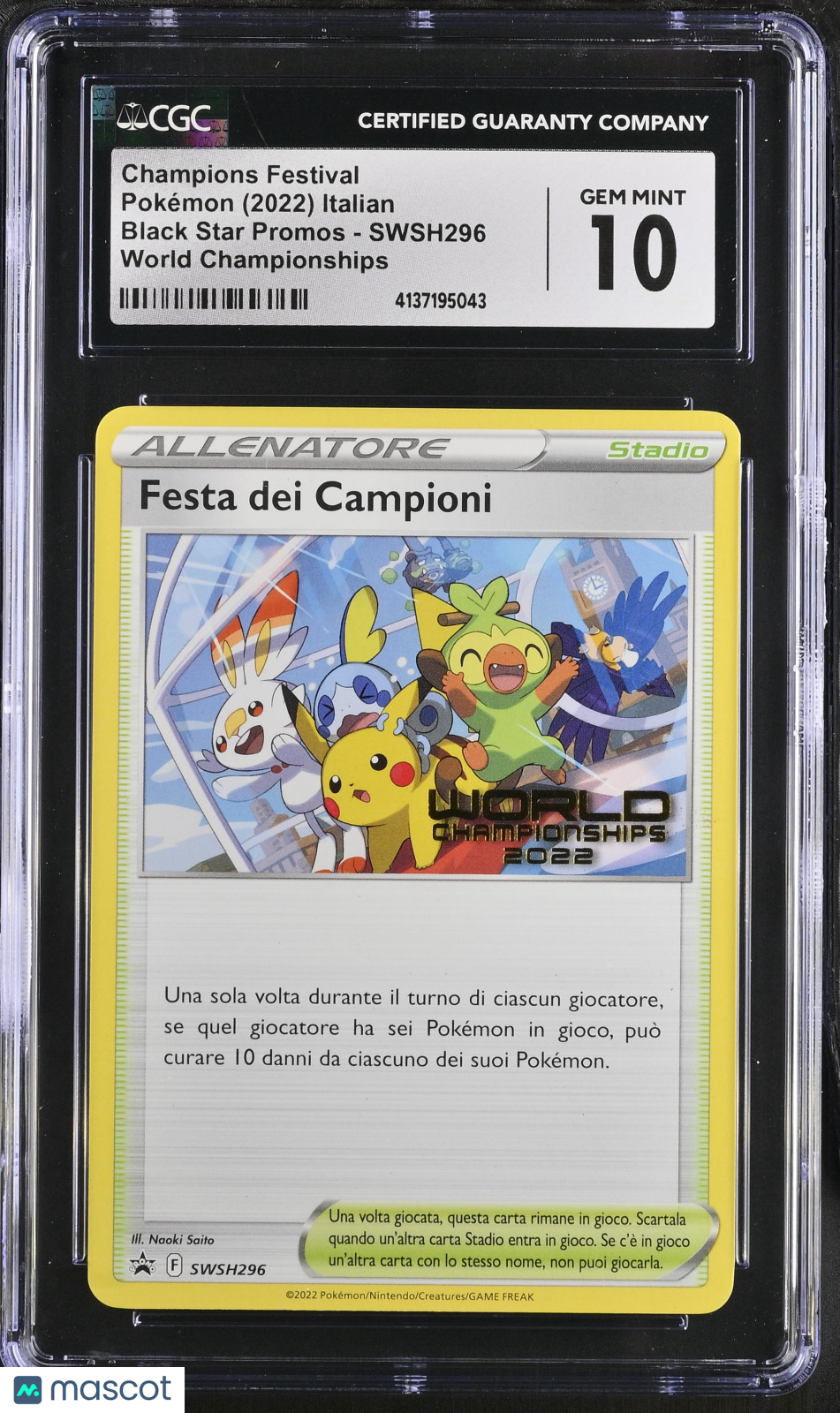 2022 Pokémon Black Star Promos Champions Festival #SWSH296 Italian CGC 10 - Graded TCG/CCG