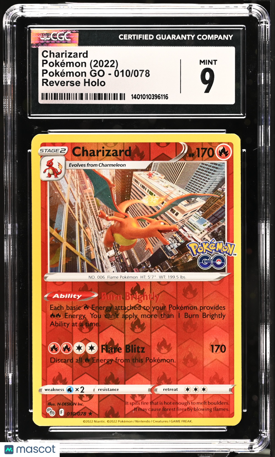 2022 Pokemon Go Charizard #010/078 CGC 9 MINT - Graded TCG/CCG