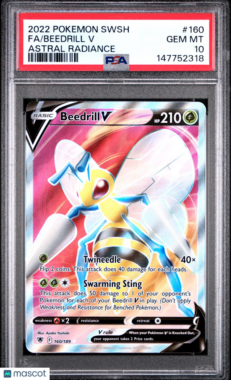 2022 Pokemon Sword & Shield Astral Radiance Beedrill V #160 FA PSA 10 GEM MINT - Graded TCG/CCG