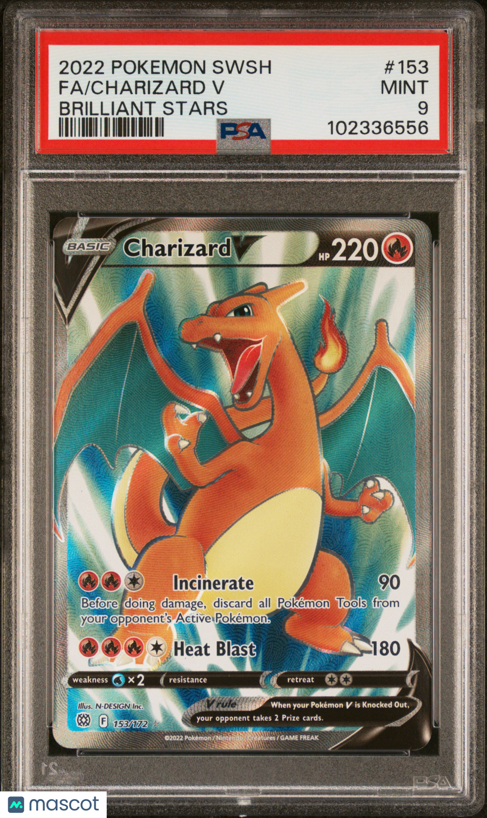 2022 Pokemon Sword & Shield Brilliant Stars Charizard V #153 Fa Brilliant Stars PSA 9 - Graded TCG/CCG