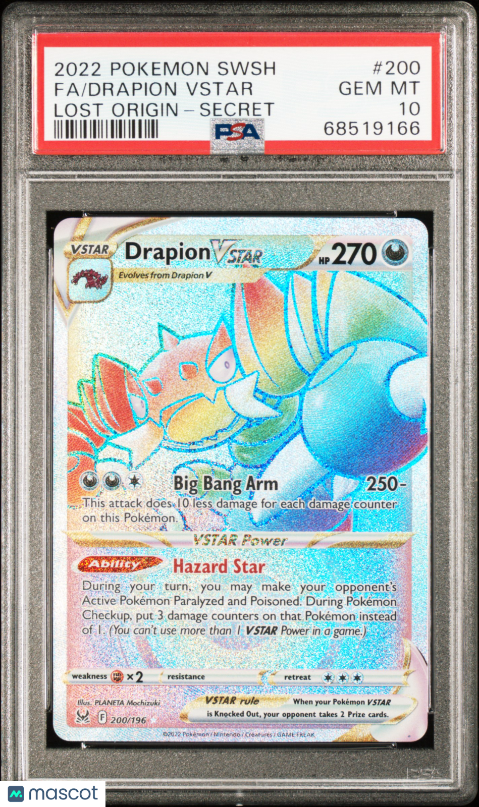 2022 Pokemon Sword & Shield Lost Origin Drapion Vstar Fa #200 PSA 10 - Graded TCG/CCG