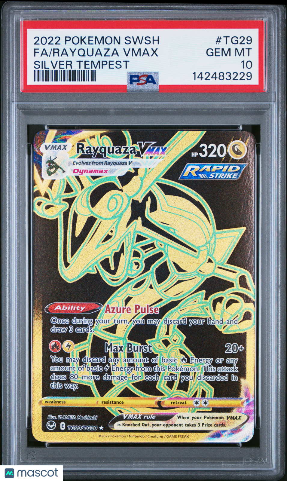 2022 Pokemon Sword & Shield Silver Tempest Rayquaza VMAX #TG29 FA PSA 10 GEM - Graded TCG/CCG