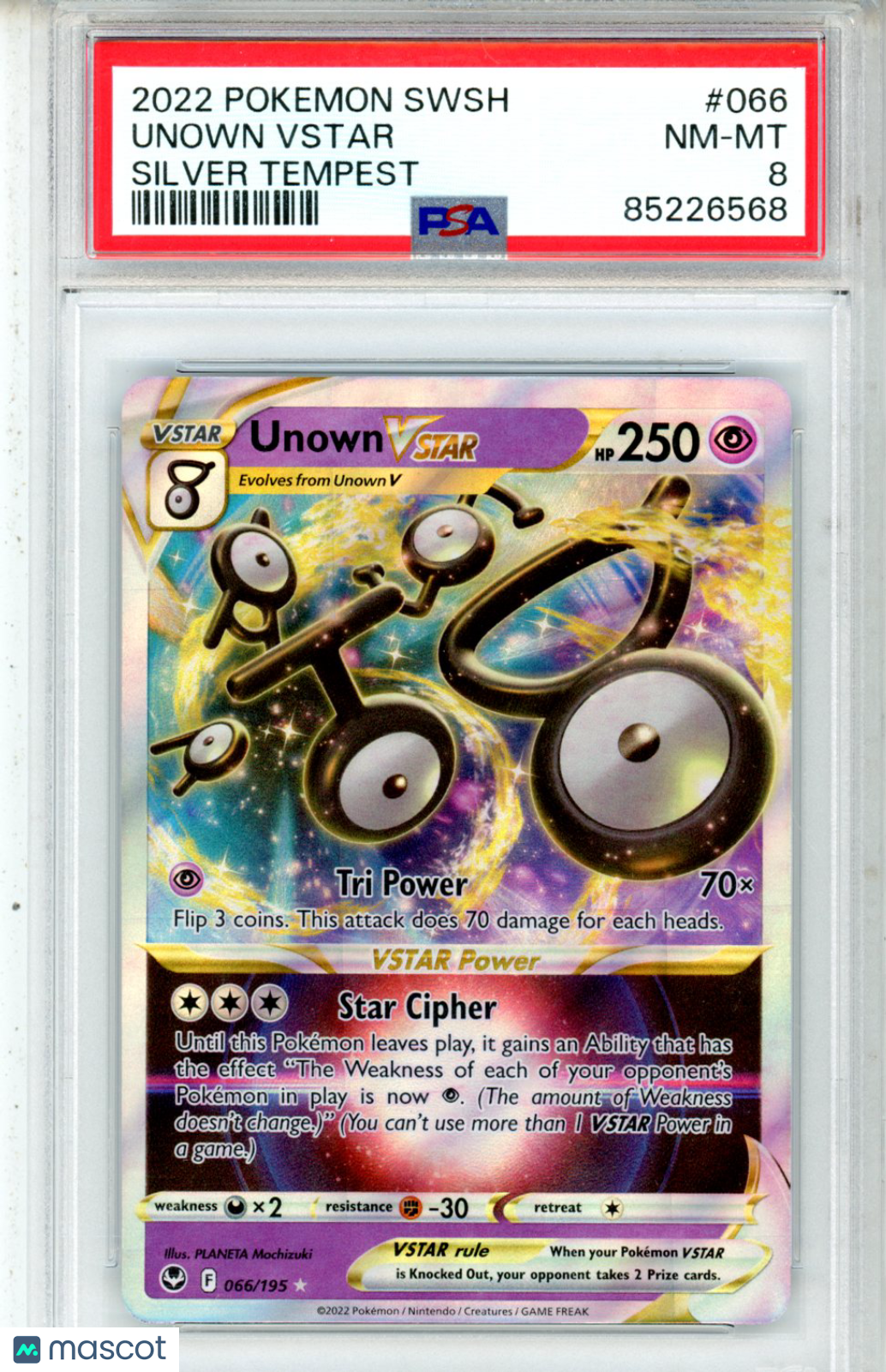 2022 Pokemon Sword & Shield Silver Tempest Unown VSTAR #066 Silver Tempest PSA 8 - Graded TCG/CCG