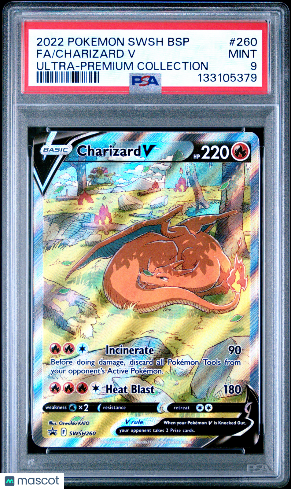 2022 Pokemon SWSH Black Star Promo Charizard V #260 FA UPC PSA 9 MINT - Graded TCG/CCG