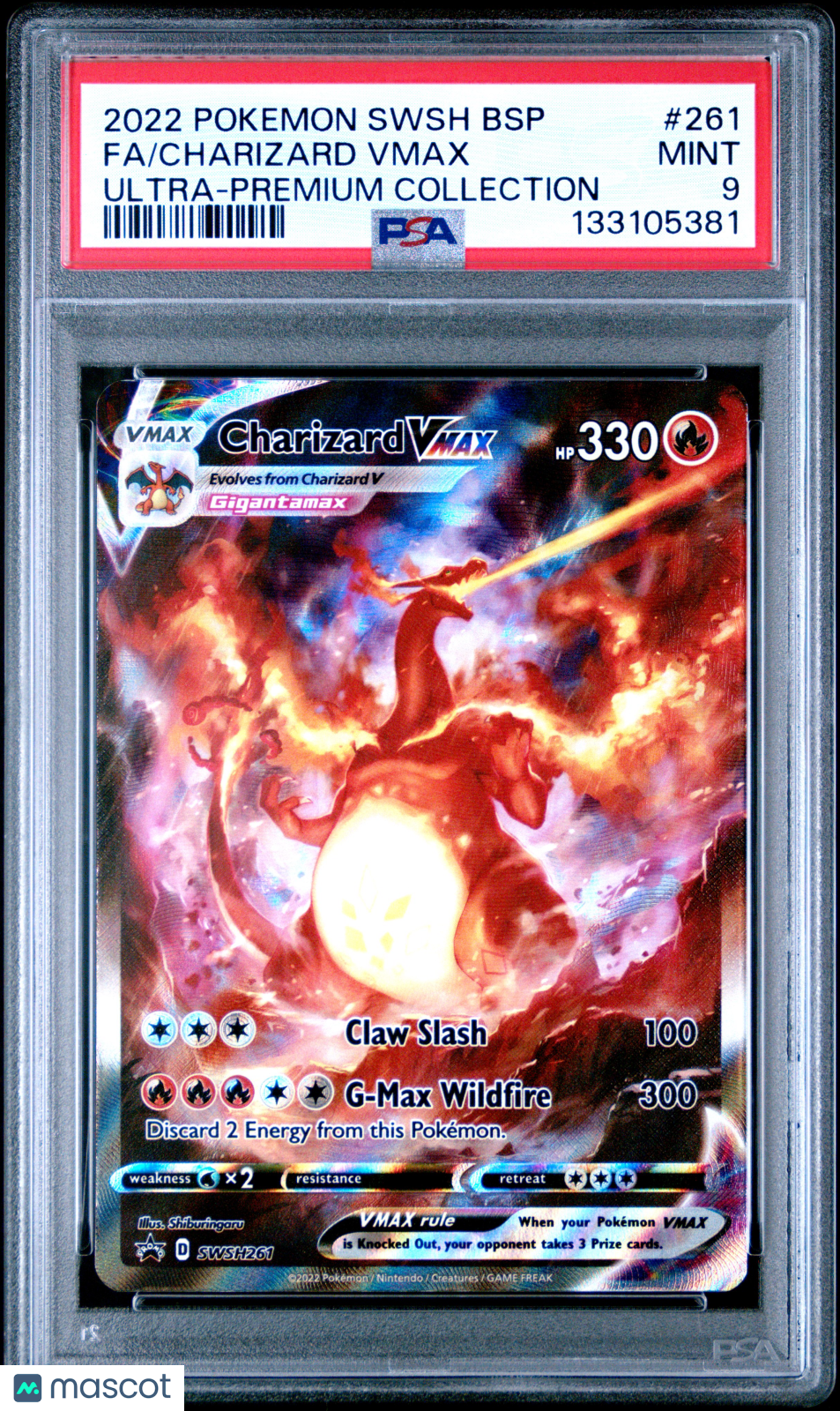 2022 Pokemon SWSH Black Star Promo Charizard VMAX #261 FA UPC PSA 9 MINT - Graded TCG/CCG