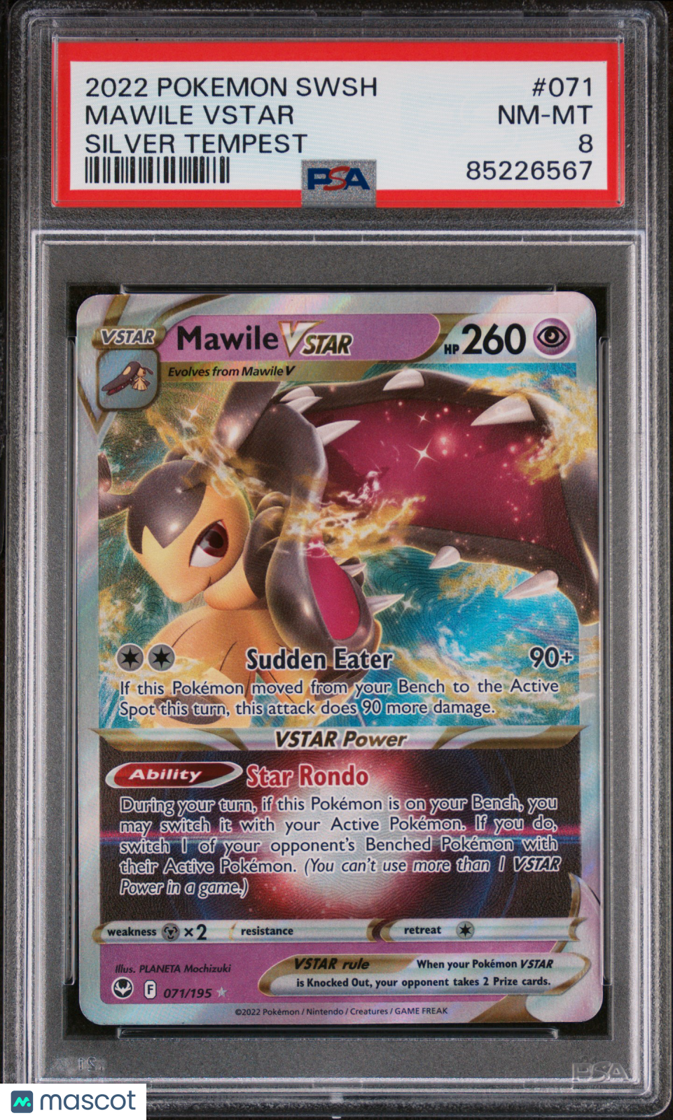 2022 Pokemon SWSH Silver Tempest Mawile VSTAR #071 PSA 8 - Graded TCG/CCG