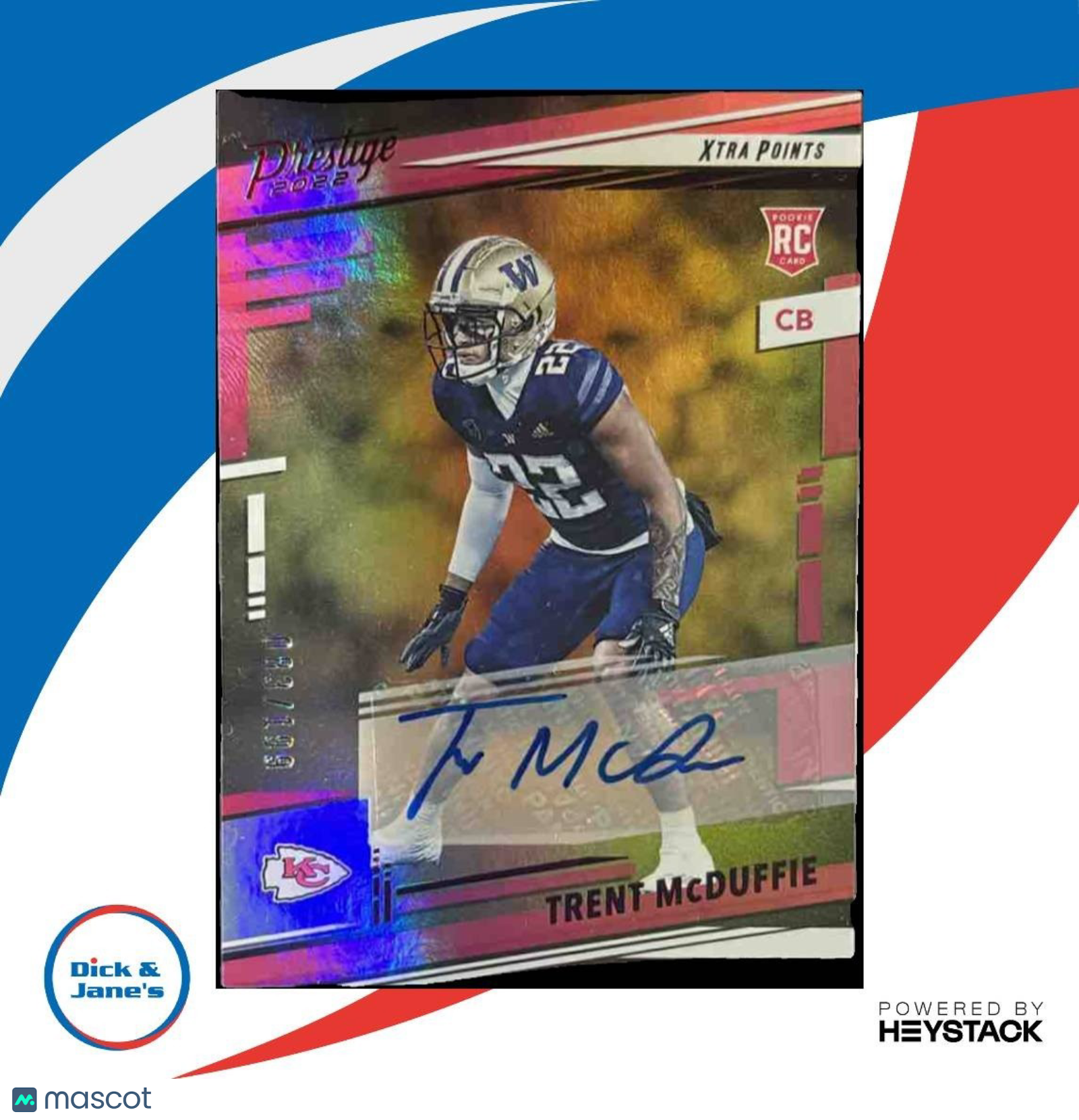 2022 Prestige Trent McDuffie Signatures Red /199 #334 RC Auto Kansas City Chiefs - Sports Cards