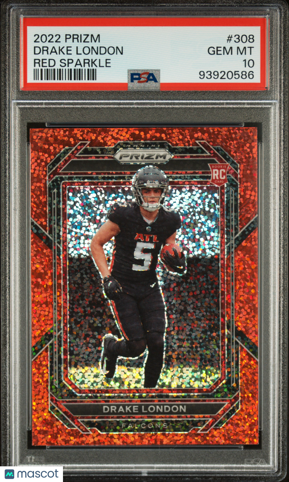 2022 Prizm Drake London Red Sparkle Rookie #308 PSA 10 GEM MINT Atlanta Falcons - Graded Sports Cards