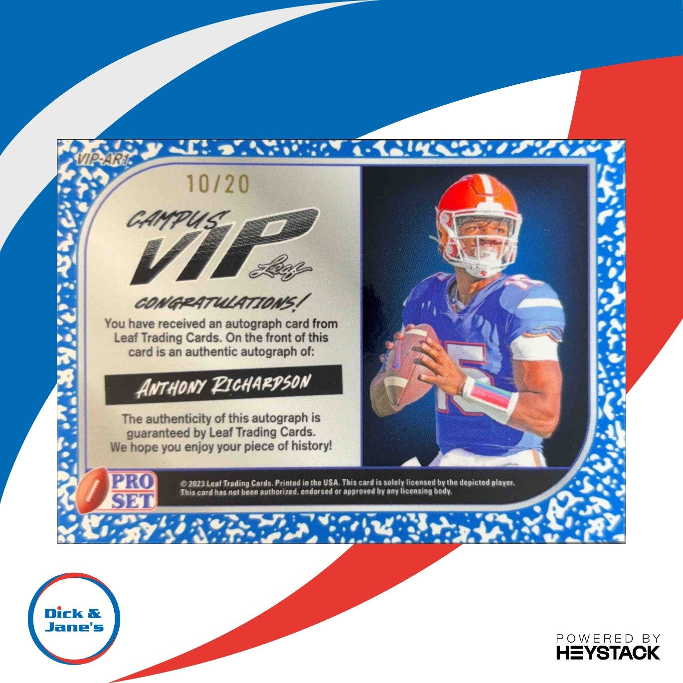 2022 Pro Set Metal Draft Prospects Campus VIP Crystal Black Anthony Richardson - Sports Cards