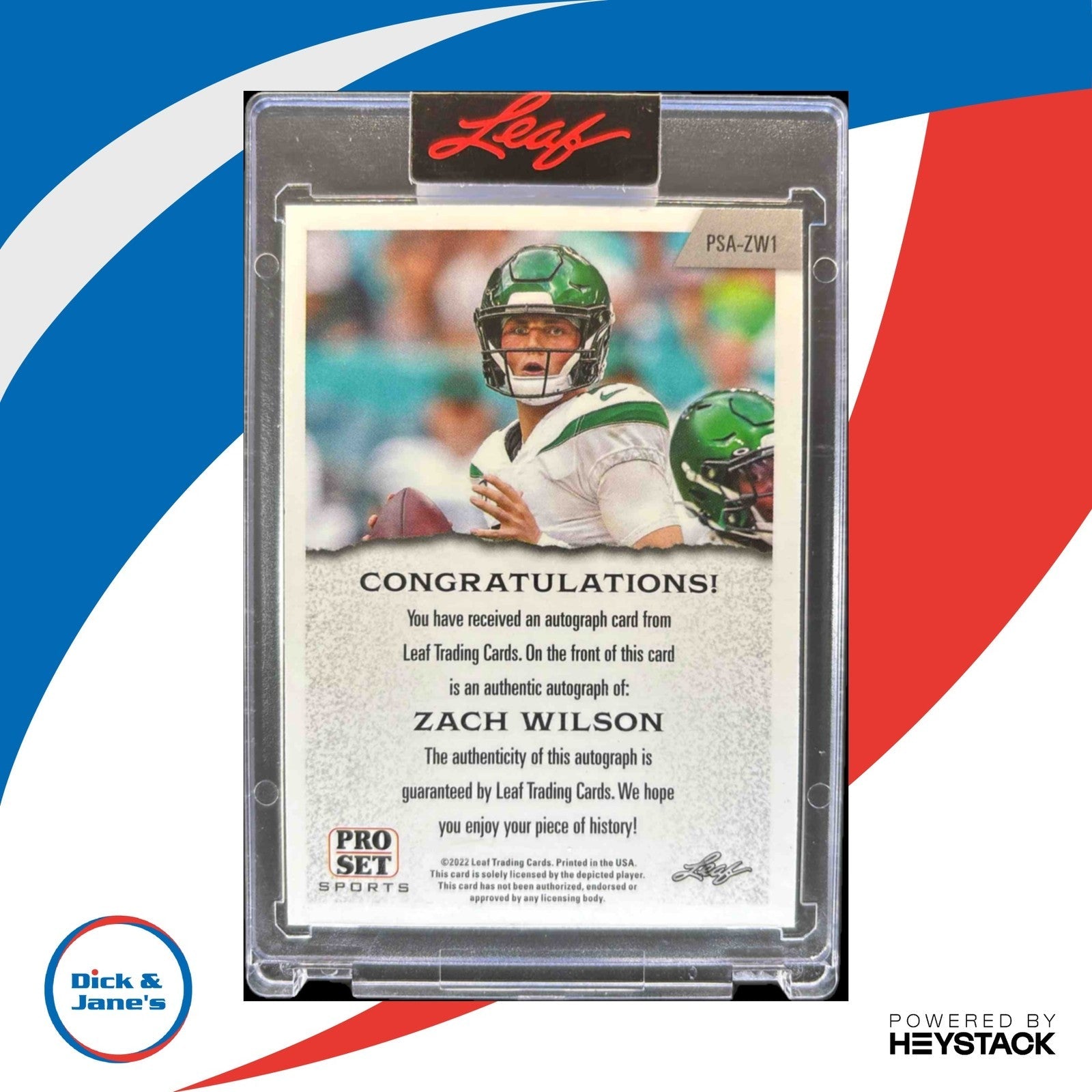 2022 Pro Set Sports Zach Wilson Green /3 #PSA-ZW1 Auto New York Jets - Sports Cards
