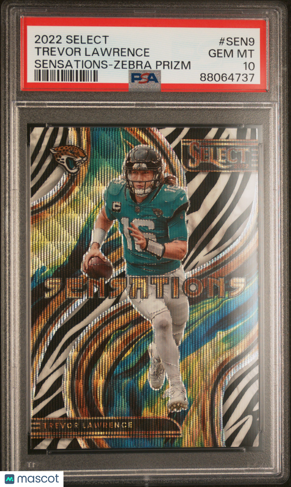 2022 Select Sensations Trevor Lawrence Zebra Prizm PSA 10 Jacksonville Jaguars - Graded Sports Cards