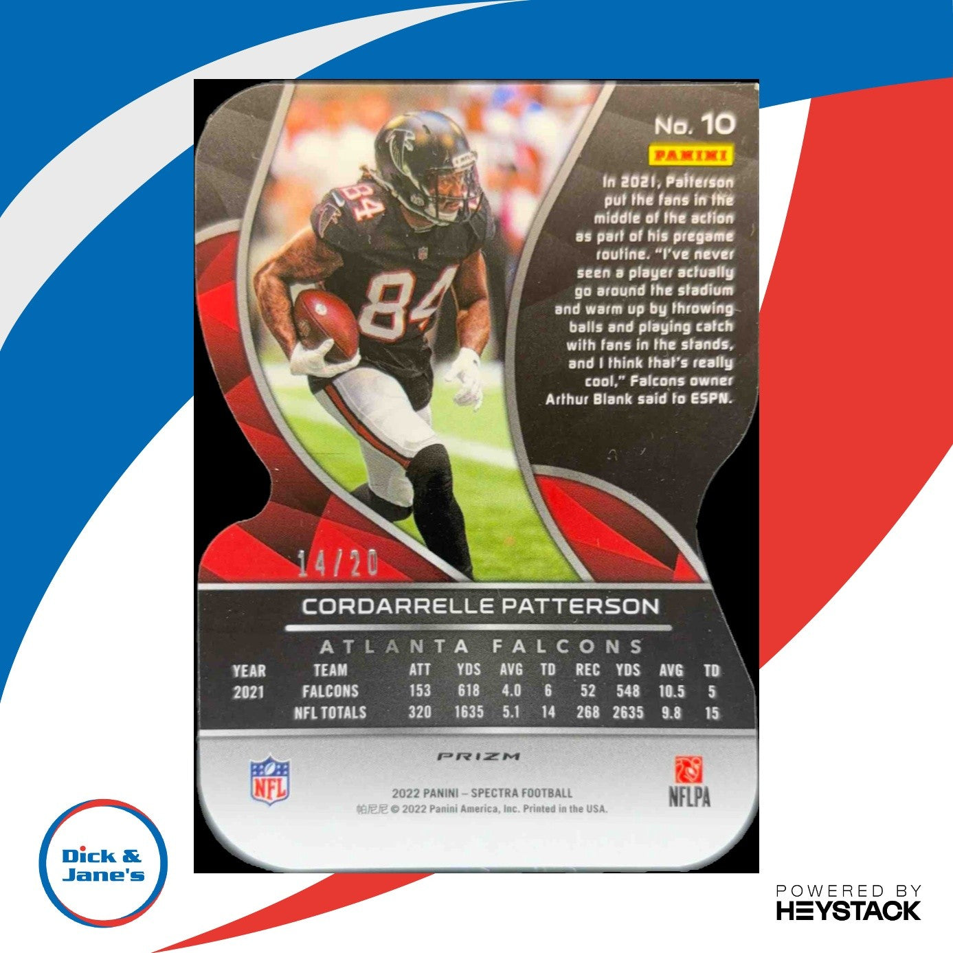 2022 Spectra Cordarrelle Patterson Neon Pink Die Cut 14/20 #10 Atlanta Falcons - Sports Cards