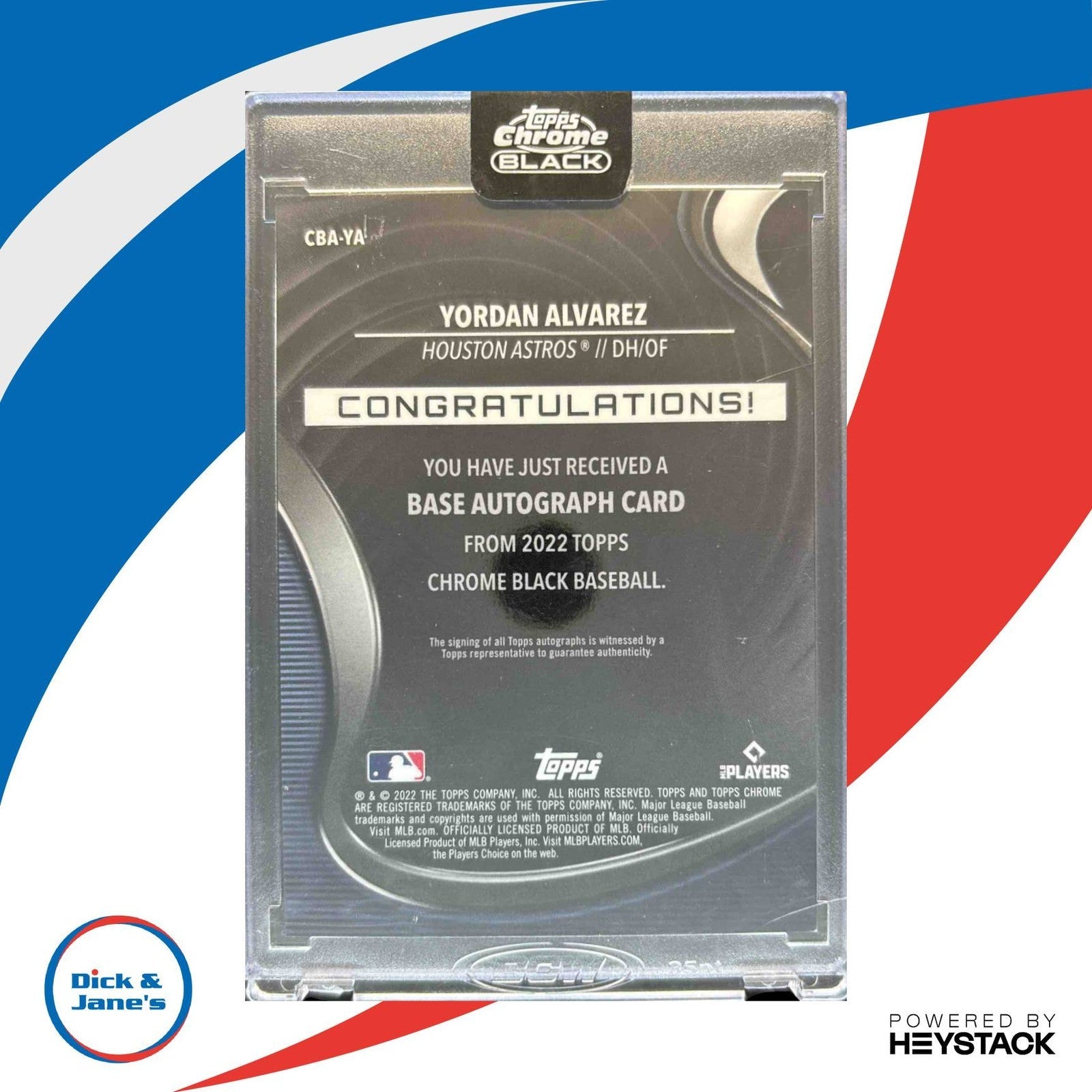 2022 Topps Chrome Black Yordan Alvarez Auto Green Refractor /99 Houston Astros - Sports Cards