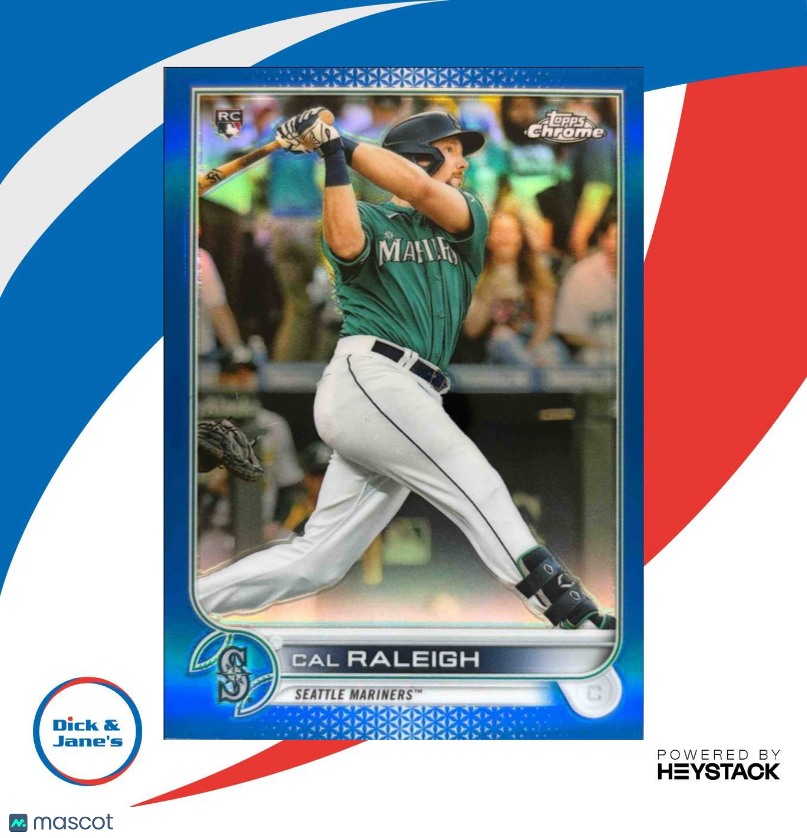 2022 Topps Chrome Cal Raleigh Blue Refractor 129/150 #149 RC Seattle Mariners - Sports Cards