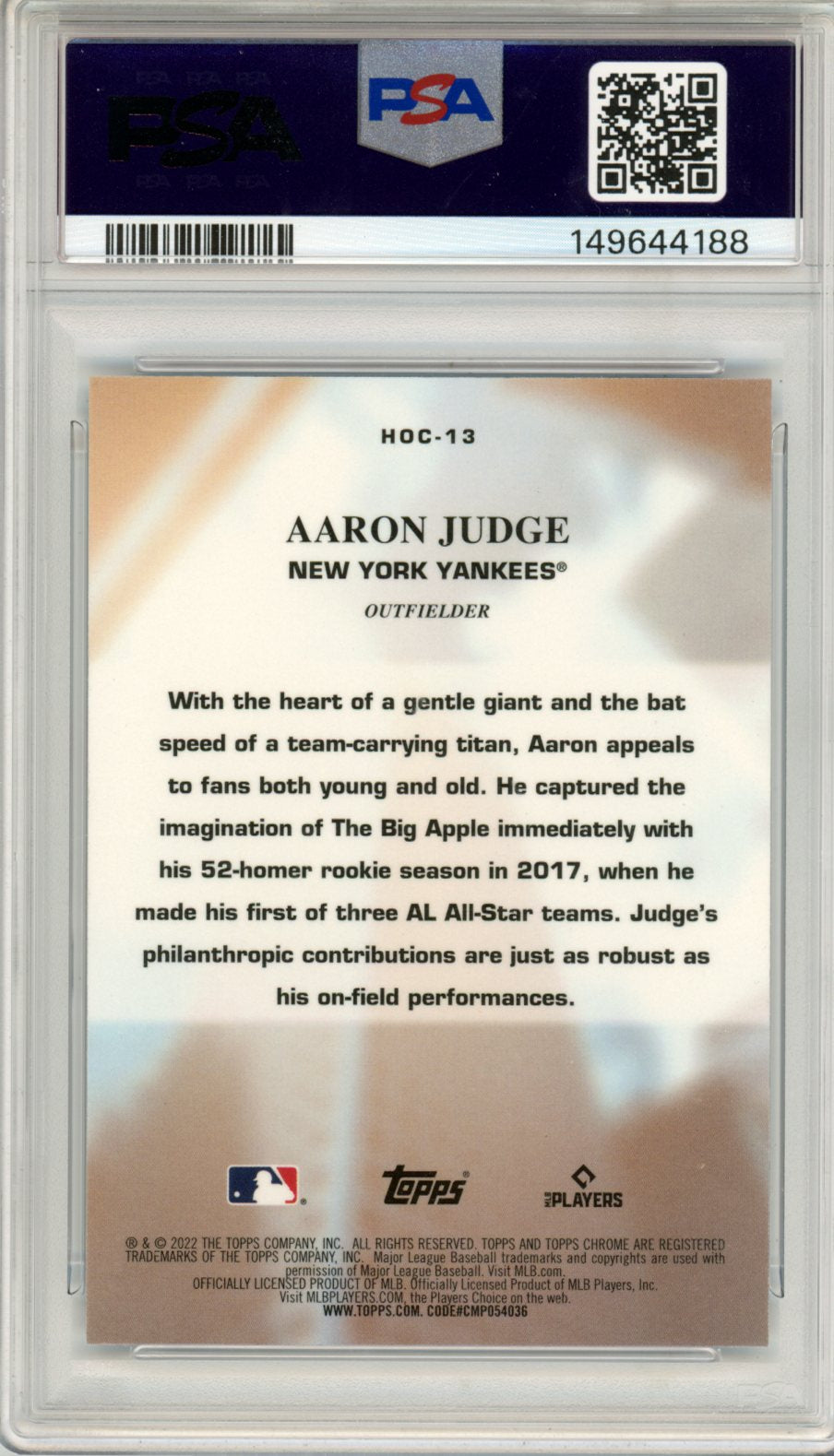 2022 Topps Chrome Heart Of The City Aaron Judge #HOC13 PSA 10 New York Yankees - Graded Sports Cards