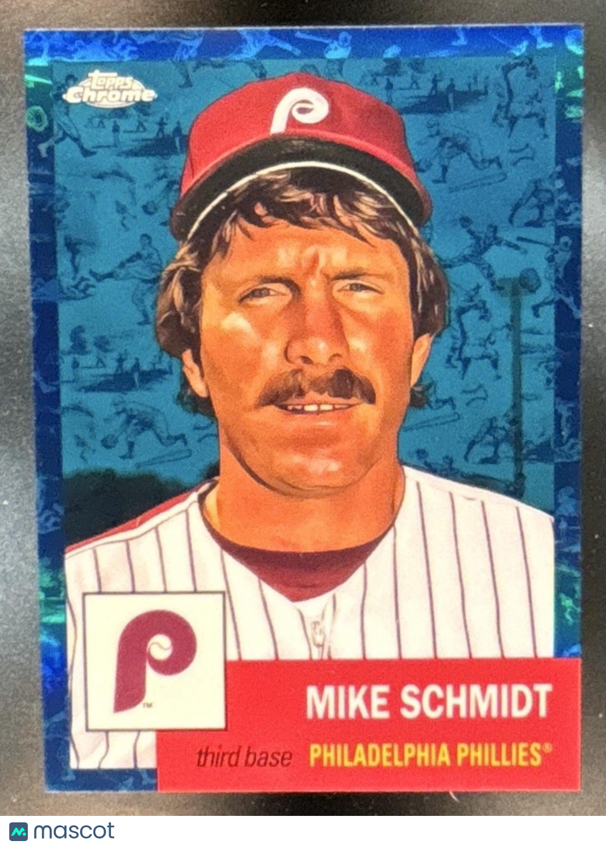 2022 Topps Chrome Platinum Anniversary Mike Schmidt Toile White/Blue 199/199 - Sports Cards