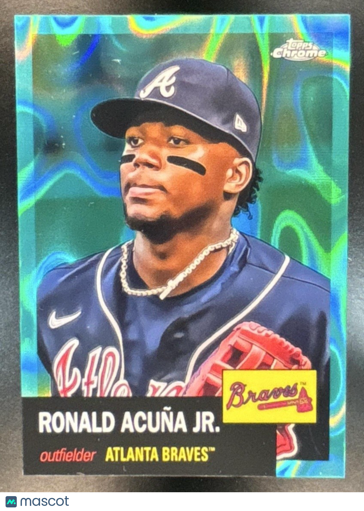2022 Topps Chrome Platinum Anniversary Ronald Acuna Jr. Aqua Lava /299 #250 - Sports Cards