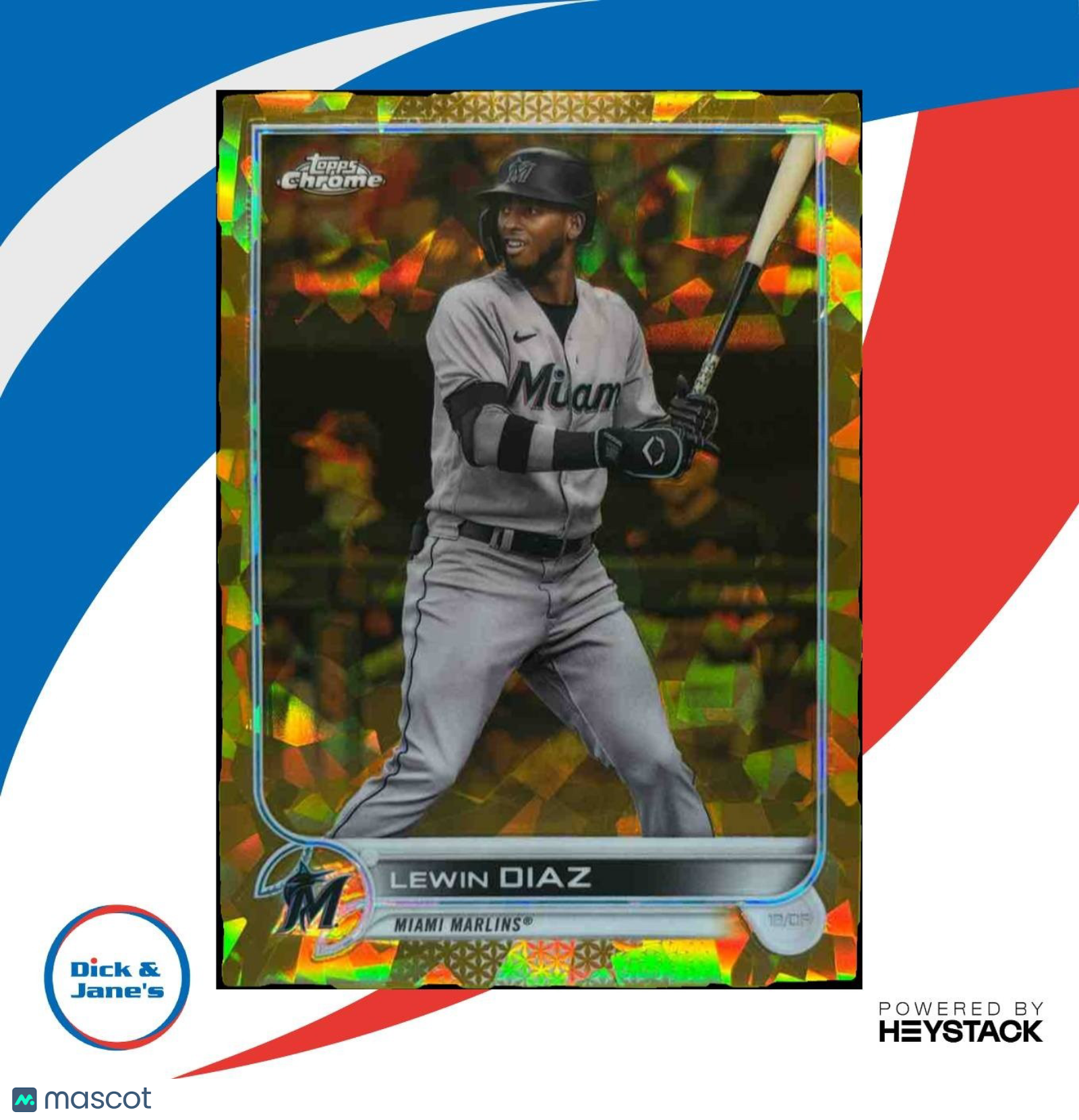 2022 Topps Chrome Sapphire Lewin Diaz Gold 17/50 #613 Miami Marlins - Sports Cards