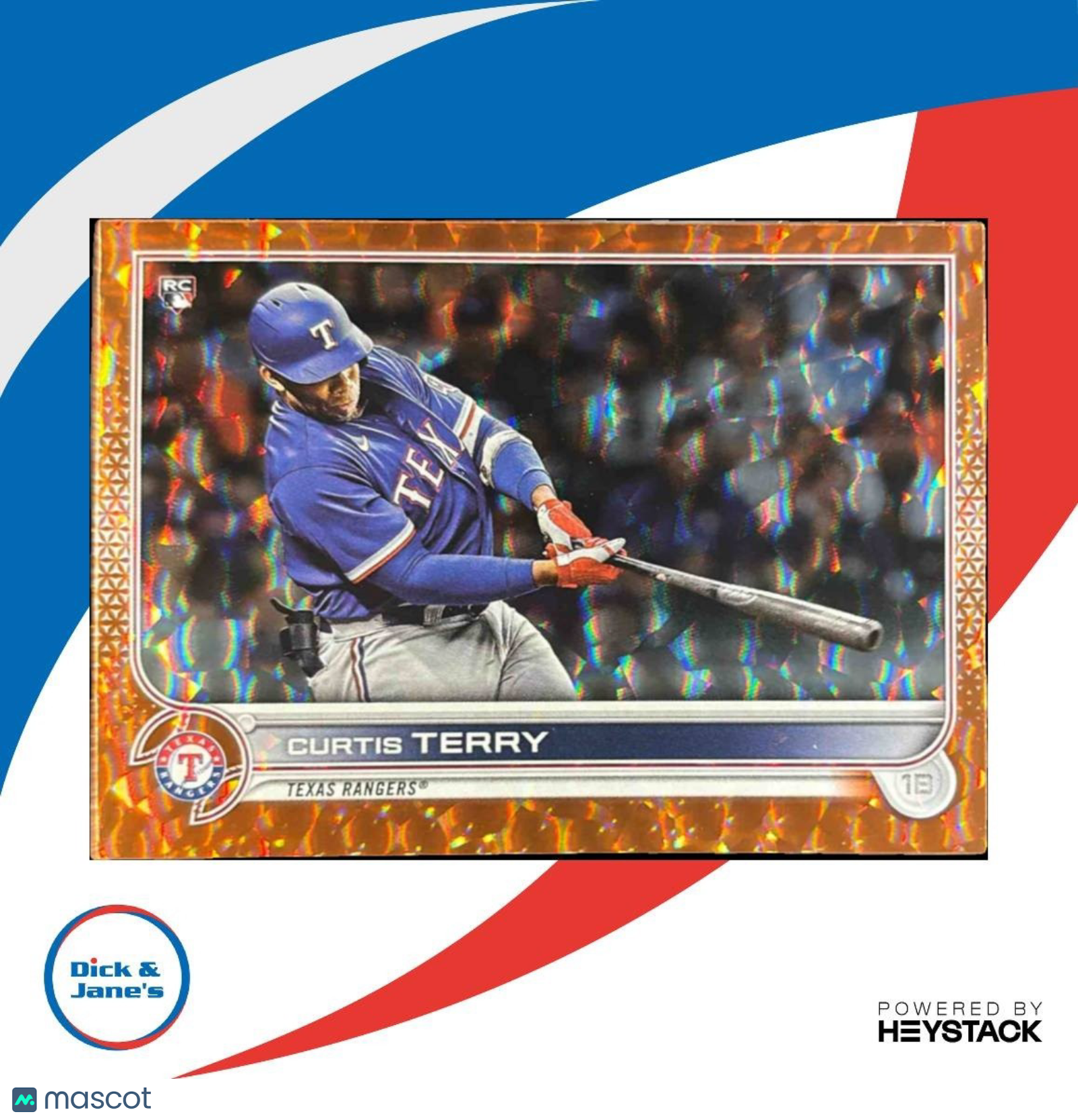2022 Topps Curtis Terry Orange Foilboard /299 #97 RC Texas Rangers - Sports Cards