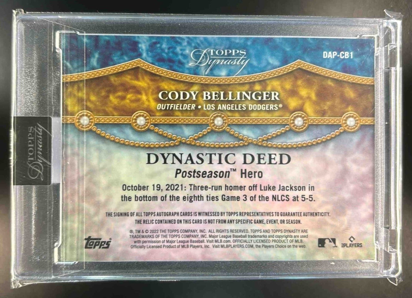 2022 Topps Dynasty Cody Bellinger Auto Patch 1/10 #DAP-CB1 Los Angeles Dodgers - Sports Cards