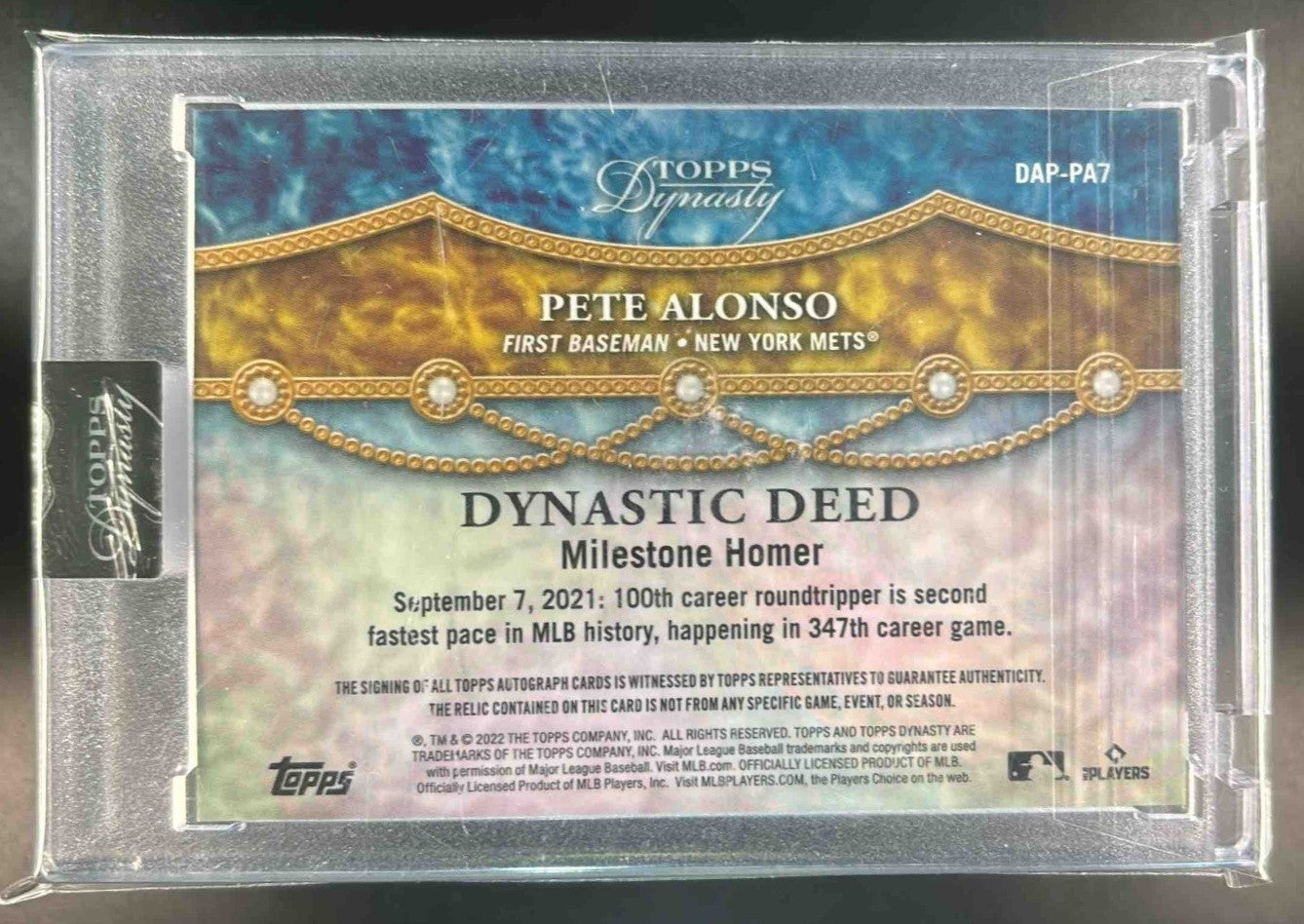 2022 Topps Dynasty Pete Alonso Auto Patch 1/10 #DAP-PA7 New York Mets - Sports Cards