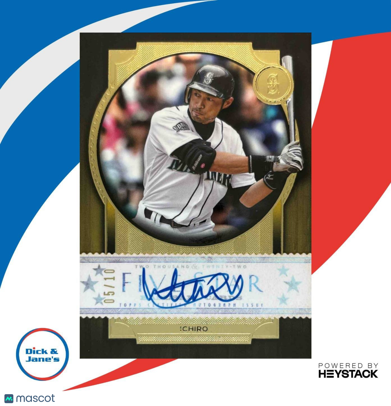 2022 Topps Five Star Ichiro Suzuki Gold 5/10 Auto Seattle Mariners HALL OF FAME - Sports Cards