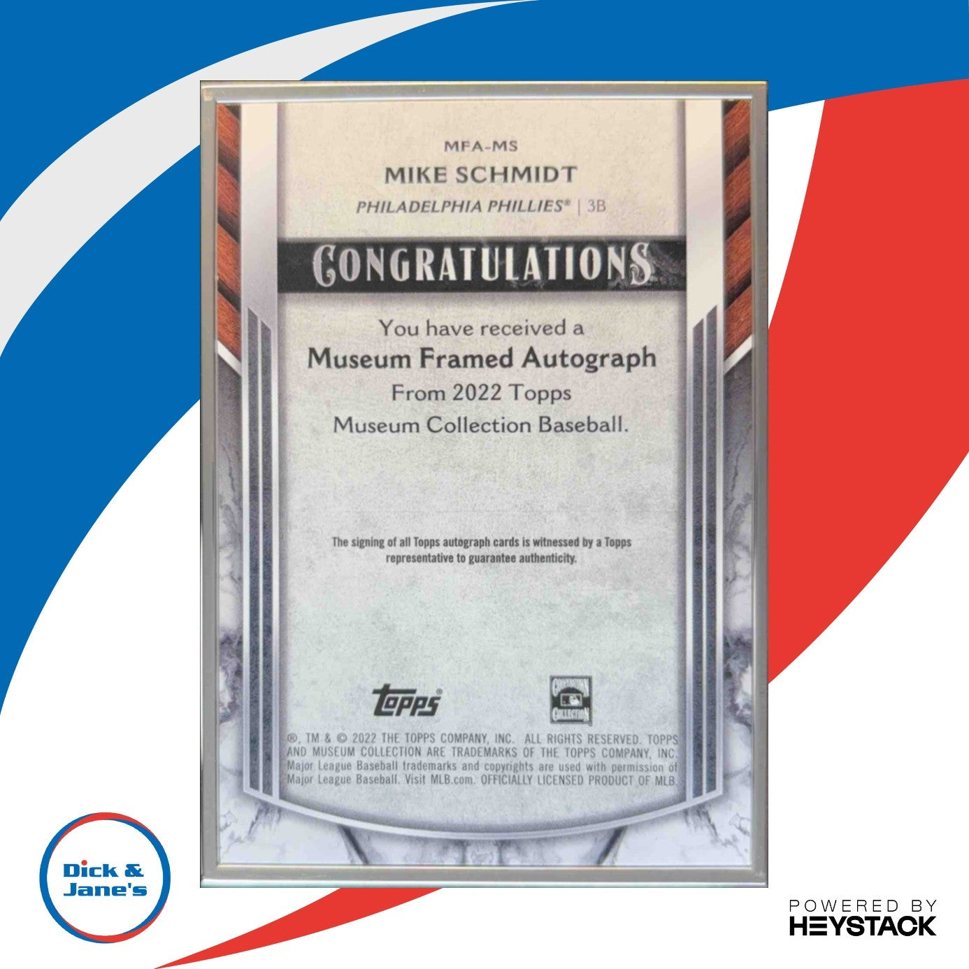 2022 Topps Museum Collection Mike Schmidt Framed Auto Silver 15/15 Phillies - Sports Cards