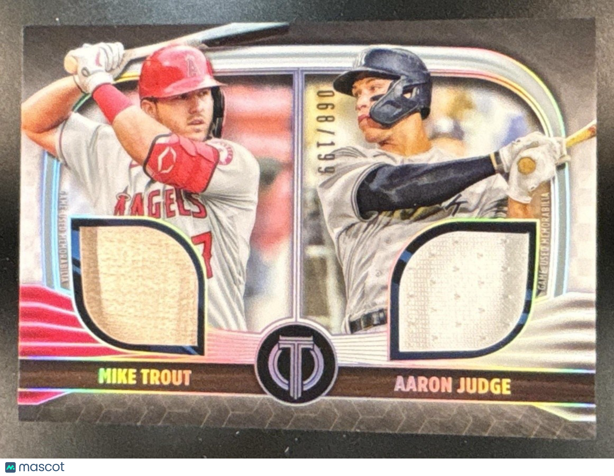 2022 Topps Tribute Mike Trout Aaron Judge Dual Relics /199 #DR2-TJ MEM - Sports Cards