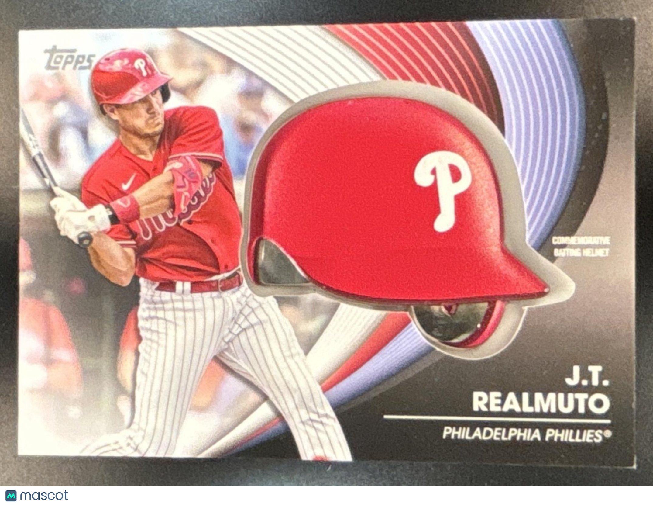 2022 Topps Update J.T. Realmuto Commemorative Batting Helmet Relic Phillies - Sports Cards