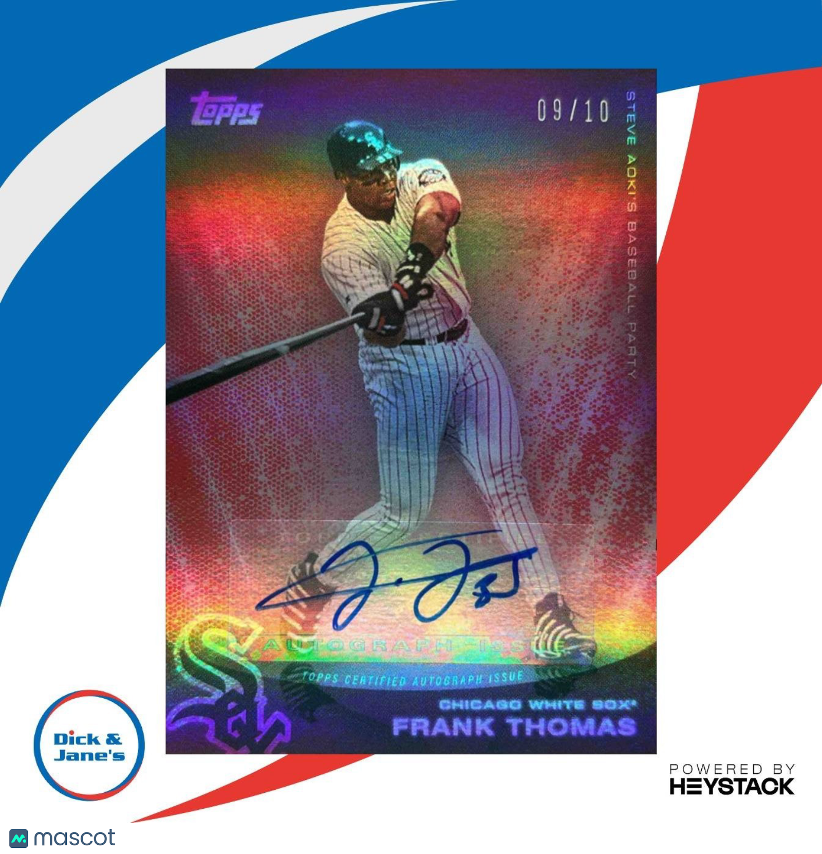 2022 Topps x Steve Aoki’s 84B Frank Thomas Auto Pink Glitter 09/10 White Sox - Sports Cards