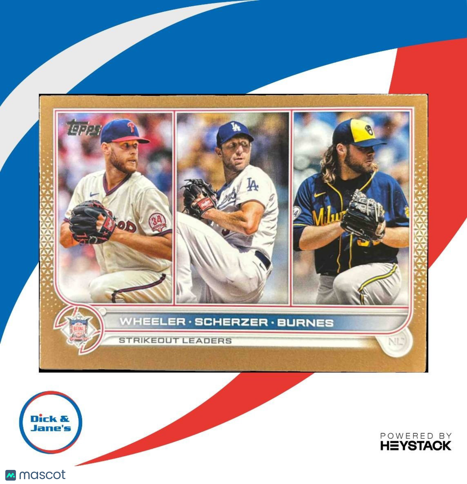 2022 Topps Zack Wheeler Max Scherzer Corbin Burnes Gold /2022 #127 UER - Sports Cards