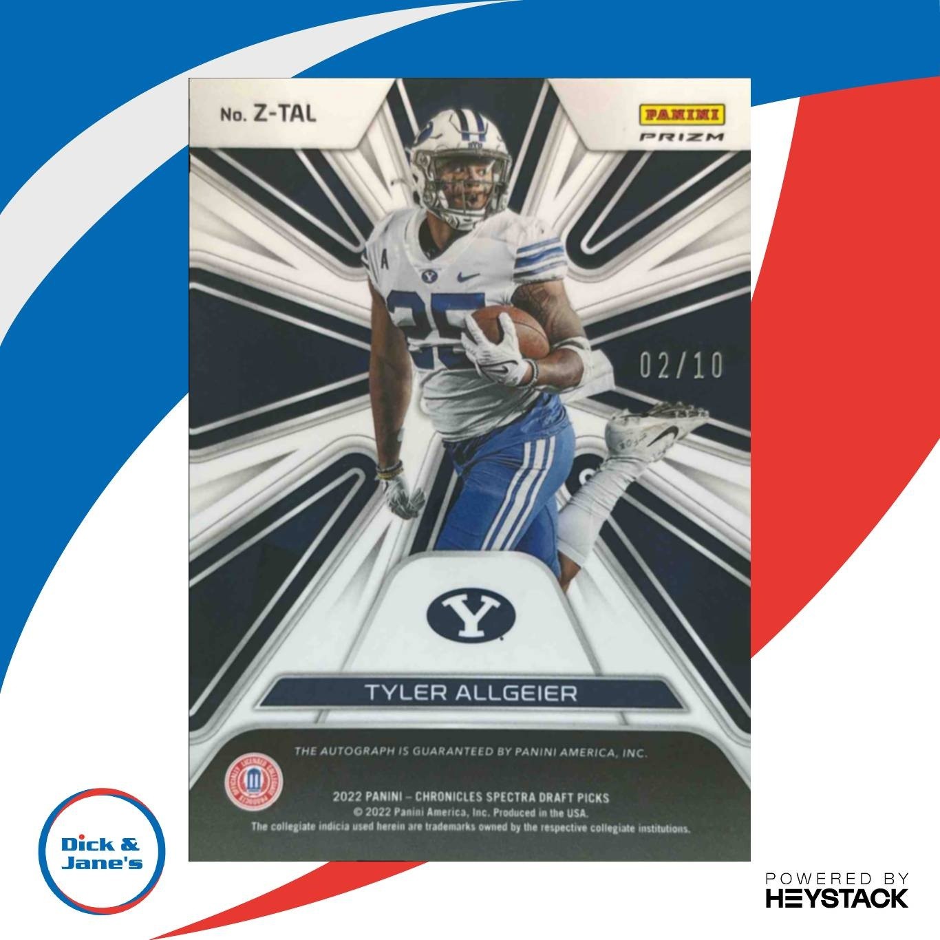 2022 Tyler Allgeier Spectra In The Zone Signatures Gold /10 #Z-TAL RC Auto - Sports Cards