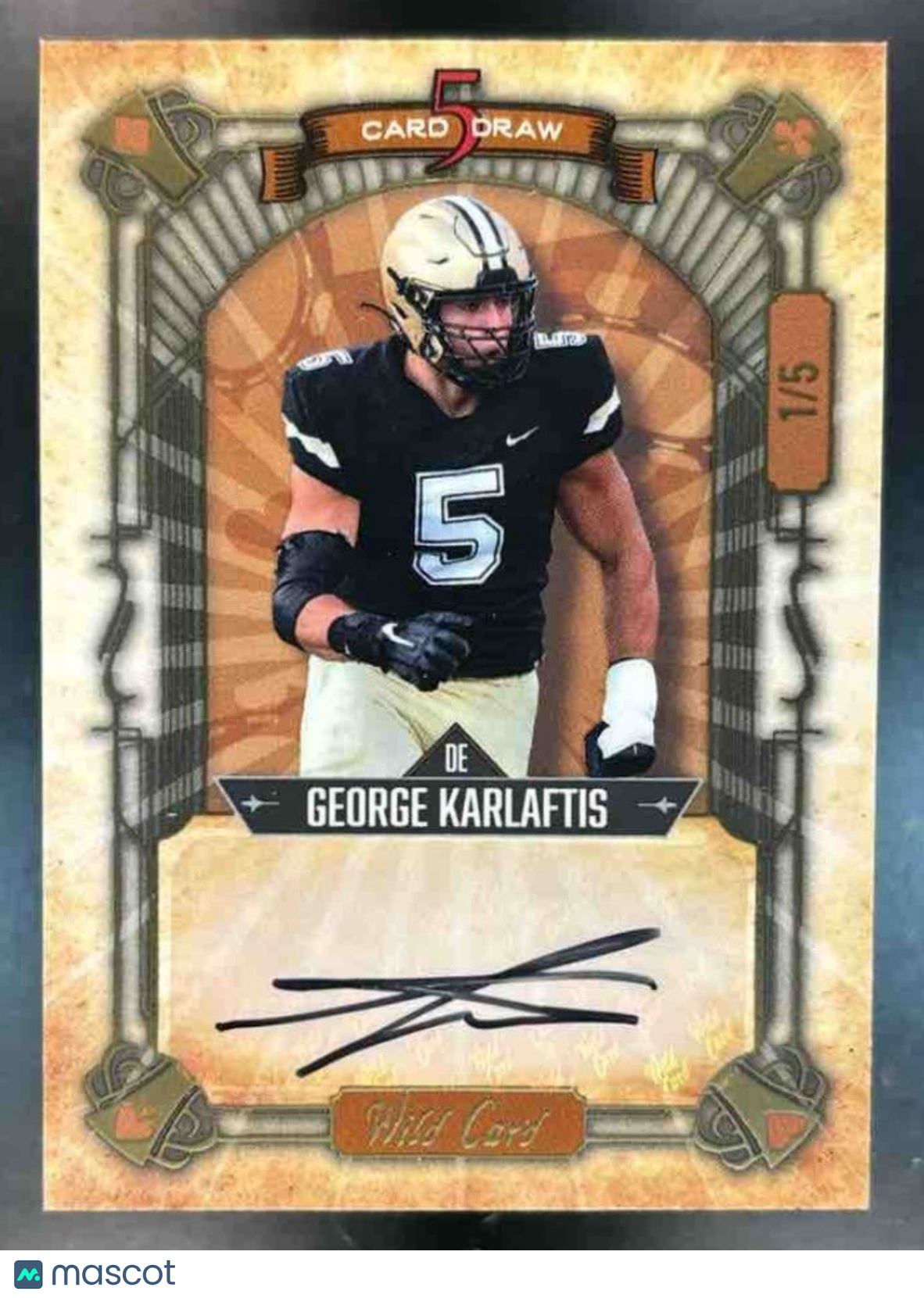 2022 Wild Card 5 Draw George Karlaftis Auto /5 #5CDCN-70 RC Purdue Boilermakers - Sports Cards