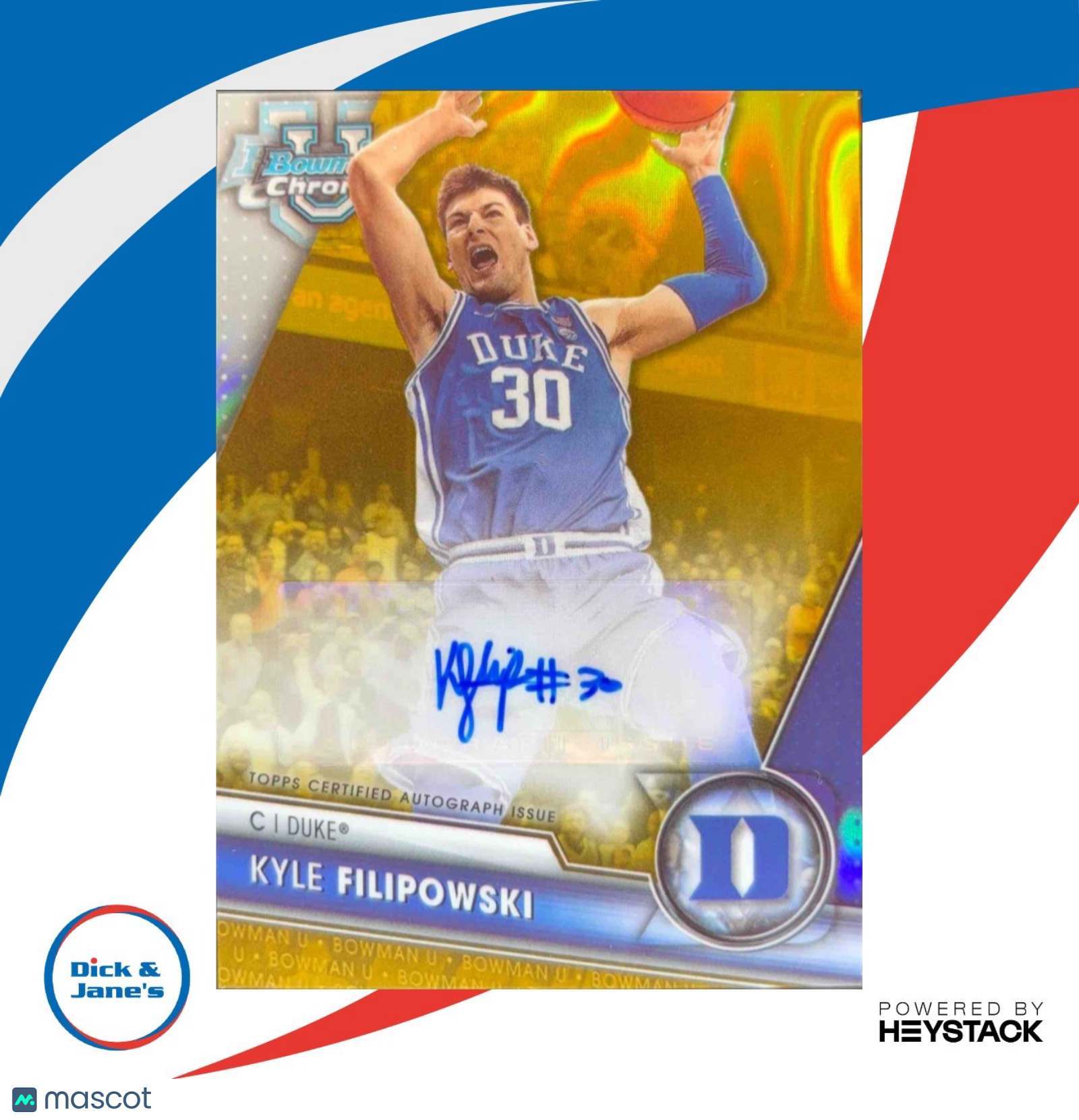 2023-24 Bowman University Chrome Kyle Filipowski Auto Gold Lava Refractor 50/50 - Sports Cards