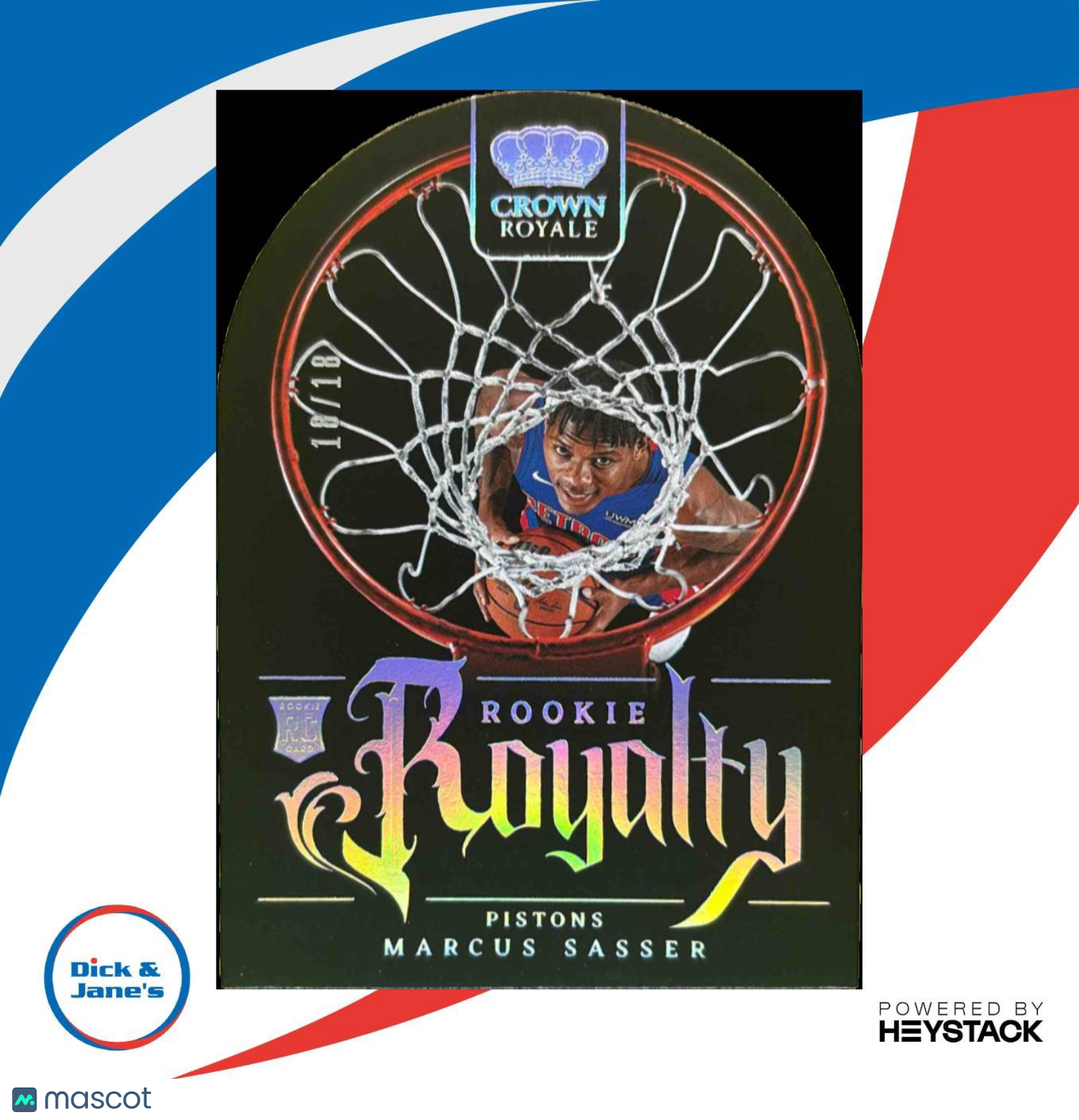 2023-24 Crown Royale Marcus Sasser Rookie Royalty International Silver 18/18 - Sports Cards