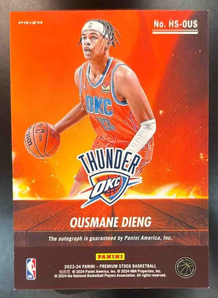 2023-24 Hoops Premium Stock Ousmane Dieng Hot Signatures Auto Thunder - Sports Cards