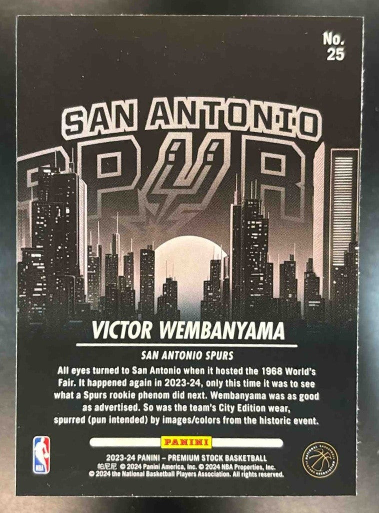 2023-24 Hoops Premium Stock Victor Wembanyama City Edition RC San Antonio Spurs - Sports Cards