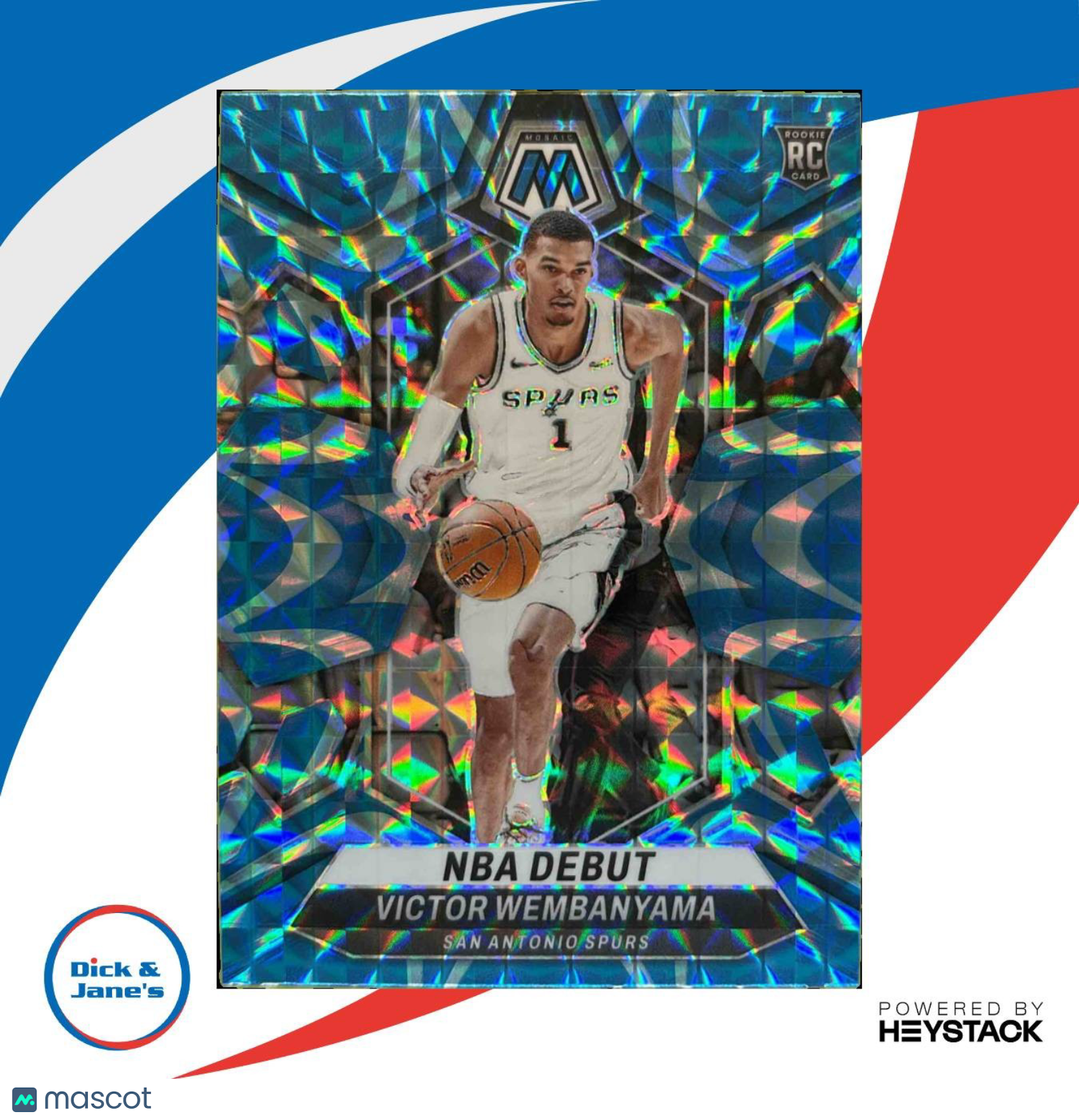 2023-24 Mosaic Victor Wembanyama Reactive Blue Prizm #257 NBA Debut RC Spurs - Sports Cards