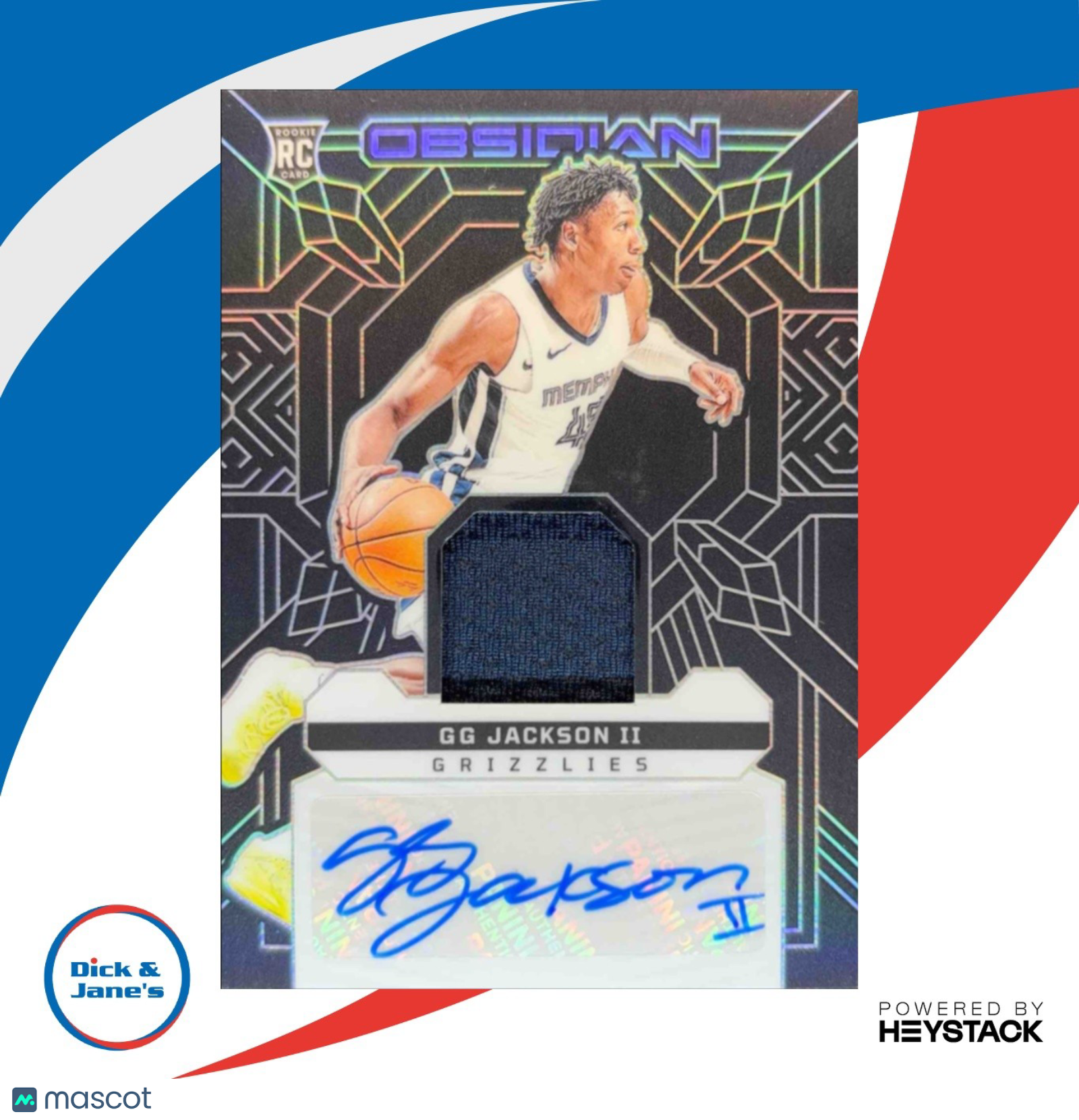 2023-24 Obsidian GG Jackson II Rookie Jersey Ink 2/99 Memorabilia Auto Grizzlies - Sports Cards