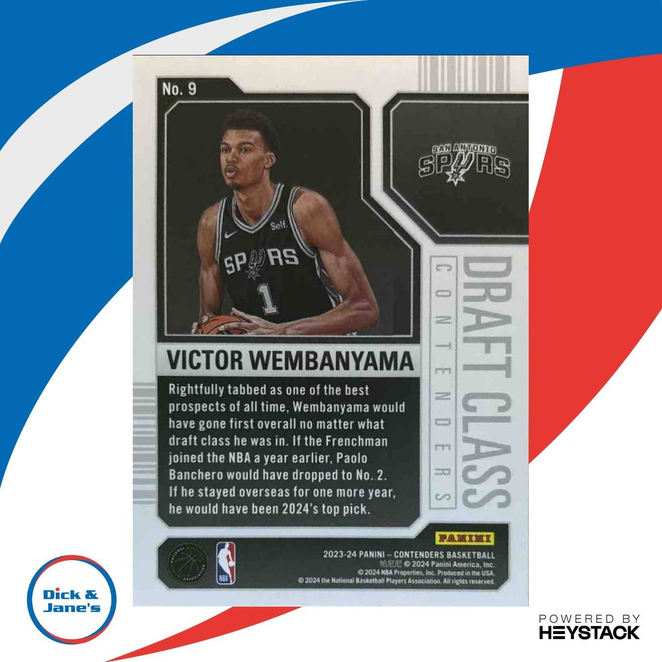 2023-24 Panini Contenders Victor Wembanyama 2023 Draft Class #9 RC San Antonio - Sports Cards