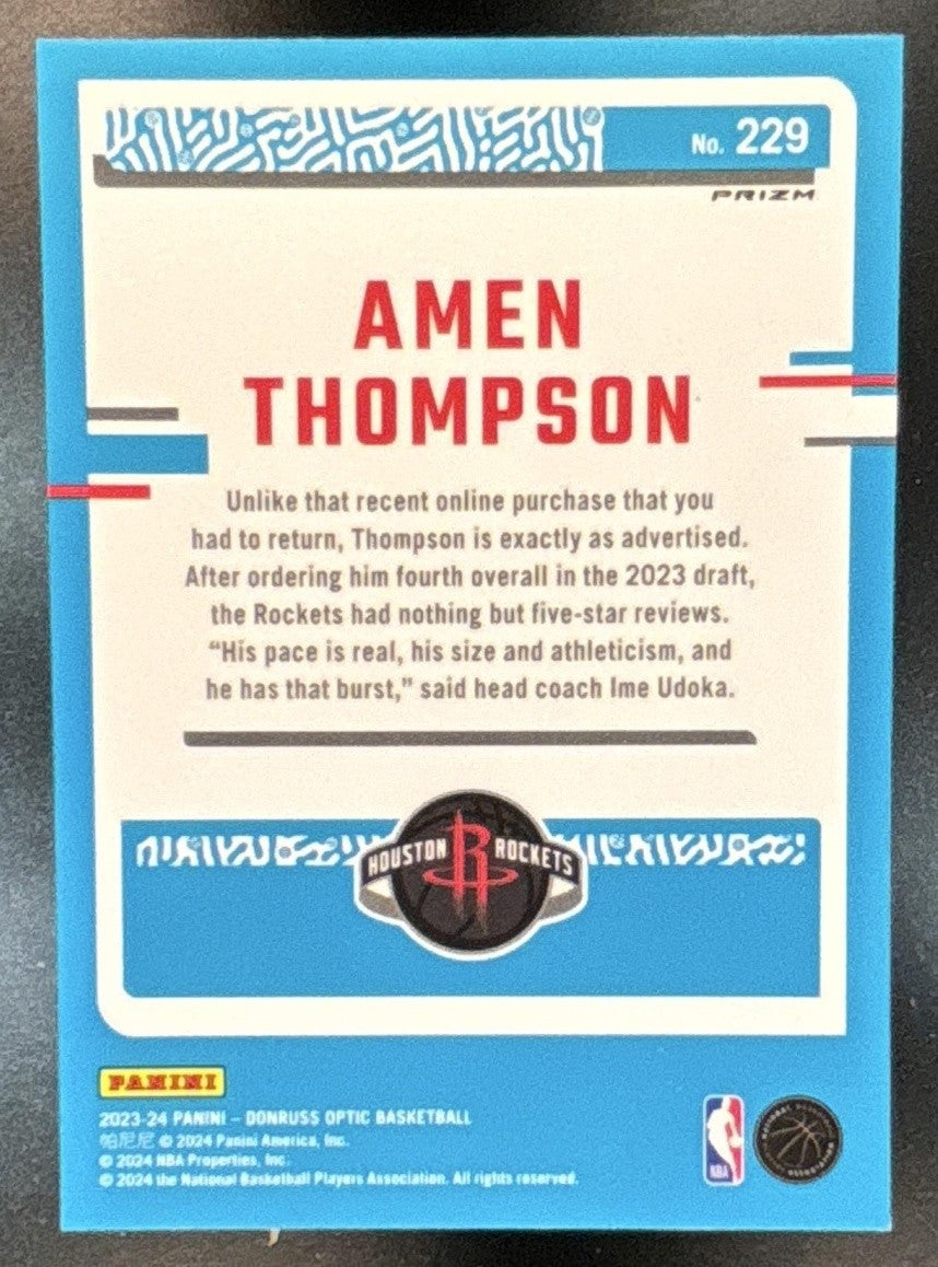 2023-24 Panini Donruss Optic Amen Thompson Purple Prizm #229 RC Houston Rockets - Sports Cards