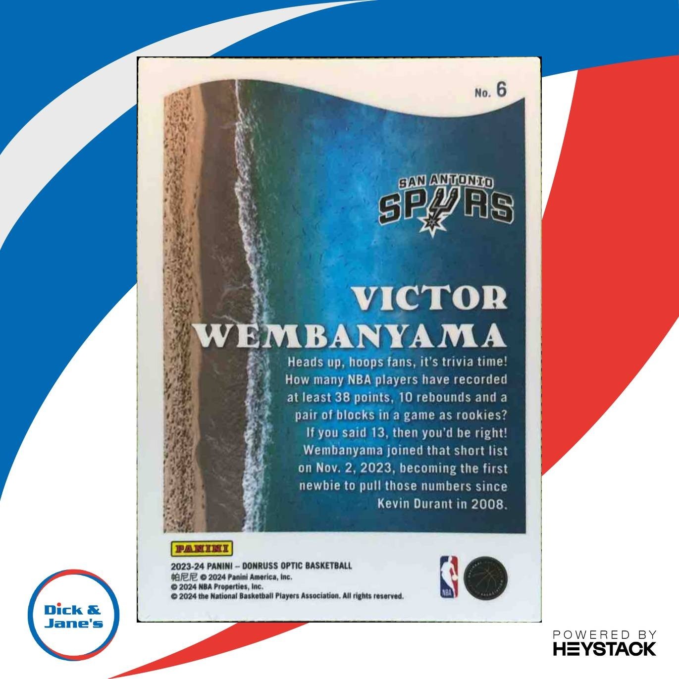 2023-24 Panini Donruss Optic Victor Wembanyama Splash #6 RC San Antonio Spurs - Sports Cards
