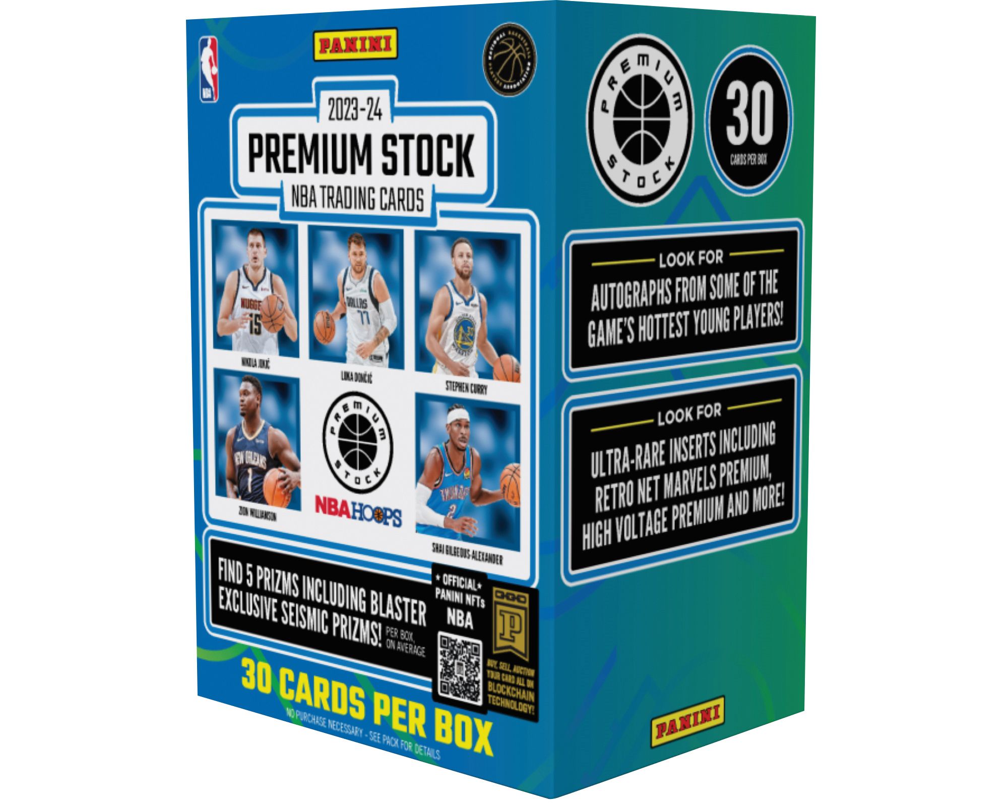 2023/24 Panini Hoops Premium Stock Basketball Blaster Box (5 Prizms include Seismic) - NBA Blaster
