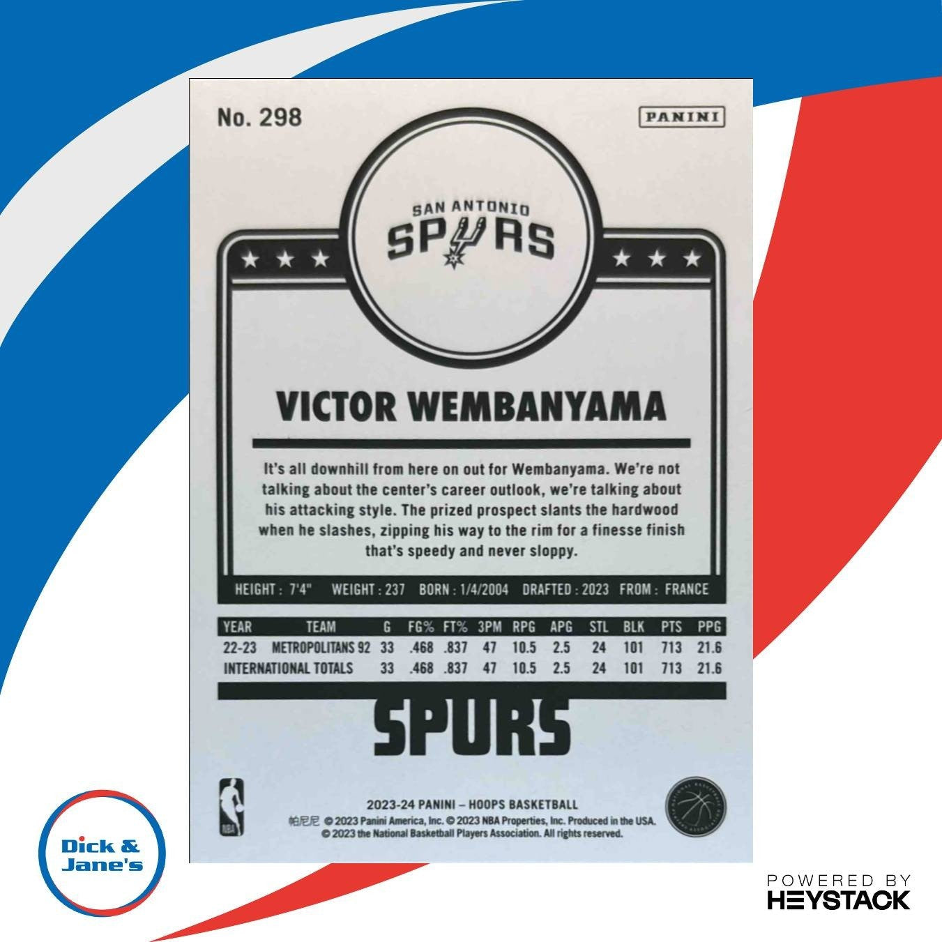 2023-24 Panini Hoops Winter Victor Wembanyama Winter Snowflakes #298 RC Spurs - Sports Cards