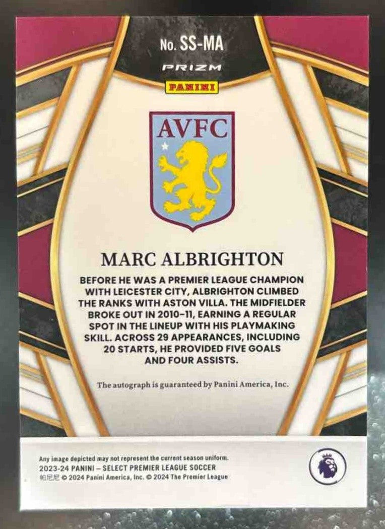 2023-24 Panini 2023 Marc Albrighton Select Signatures Auto Aston Villa - Sports Cards