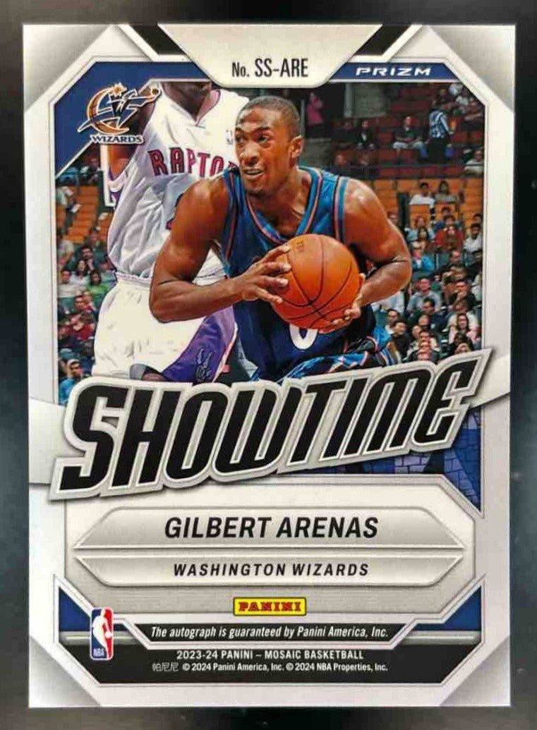 2023-24 Panini Mosaic Gilbert Arenas Showtime Signatures Mosaic Auto Wizards - Sports Cards